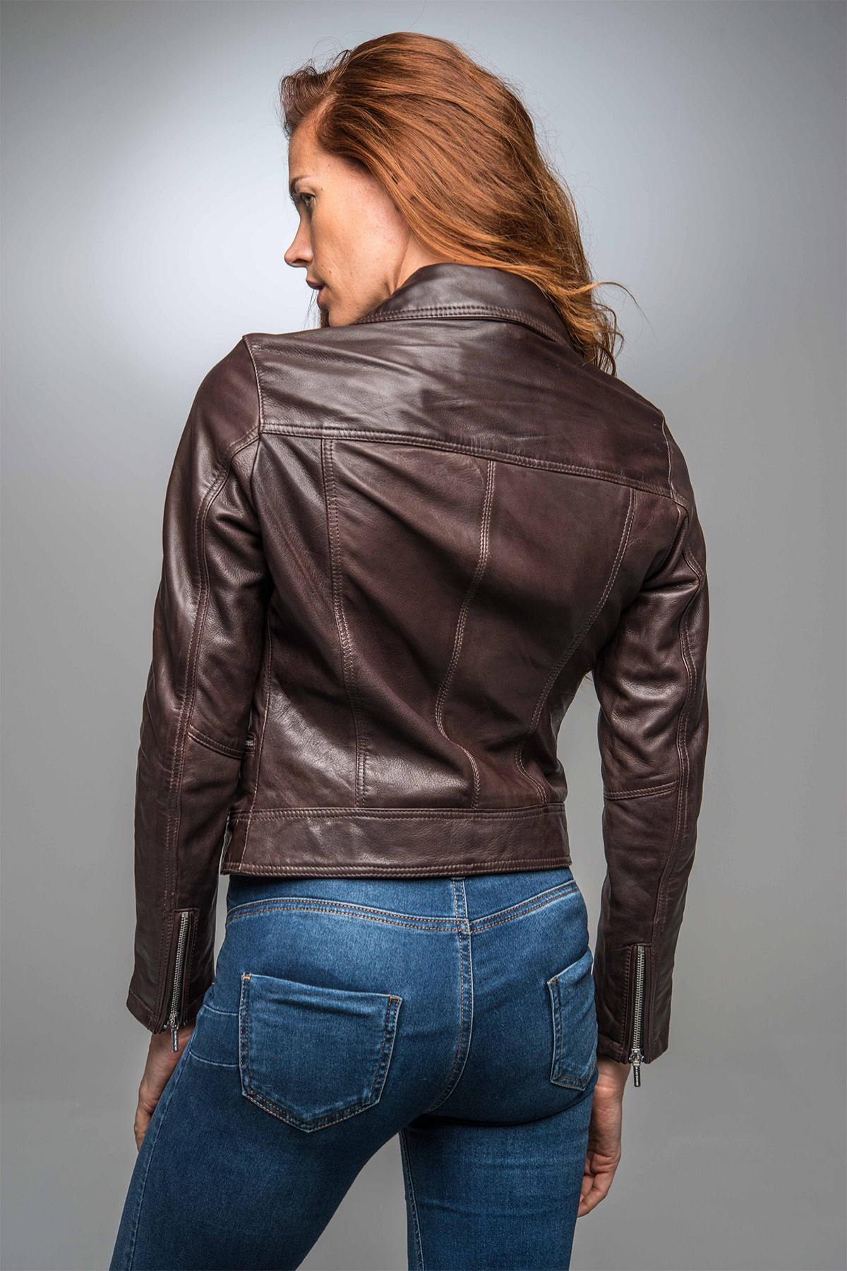 Minimalist brown leather perfecto - Image n°6