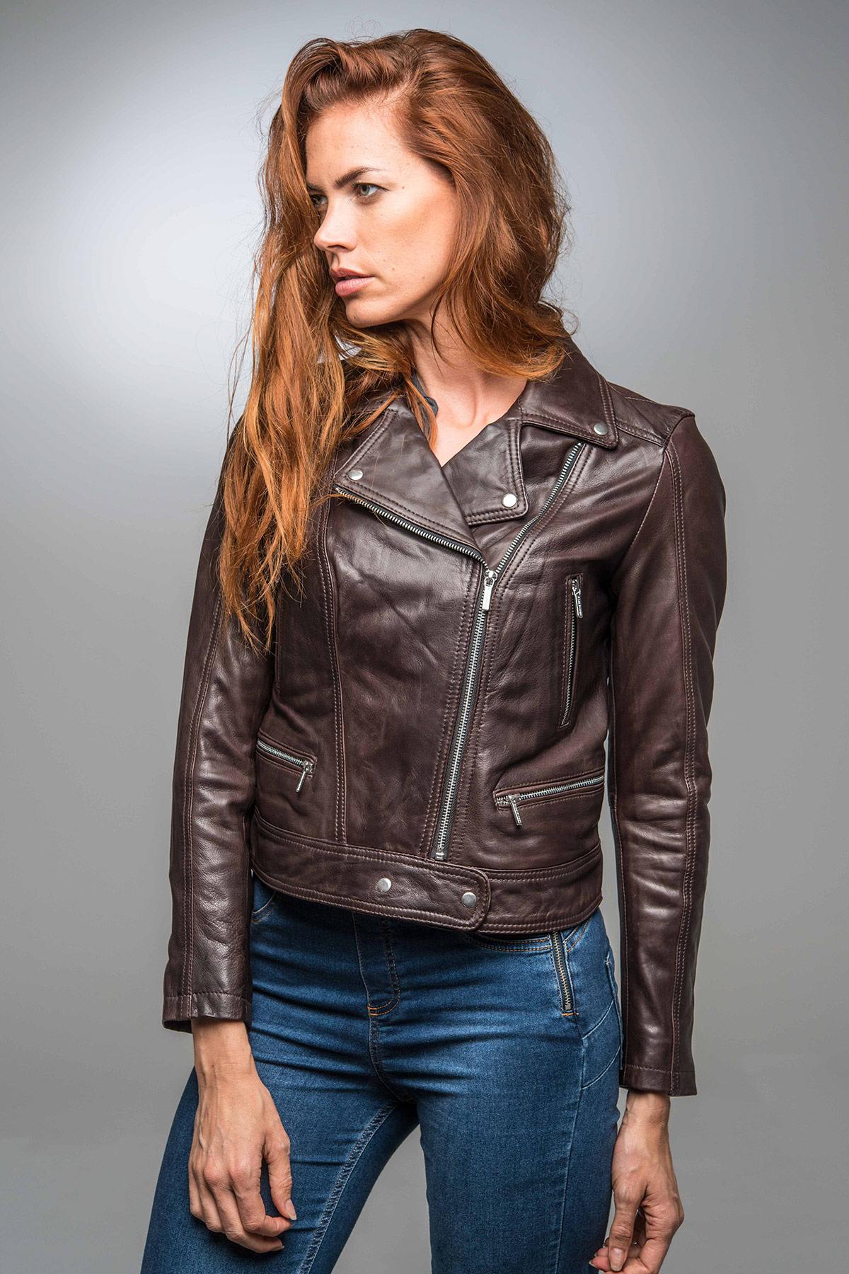 Minimalist brown leather perfecto - Image n°5