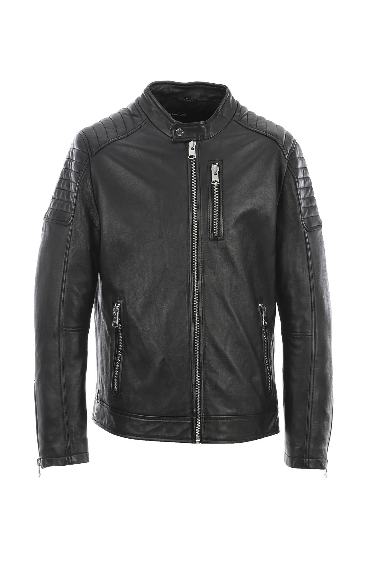 Elegant motorcycle-style leather jacket - Image n°14