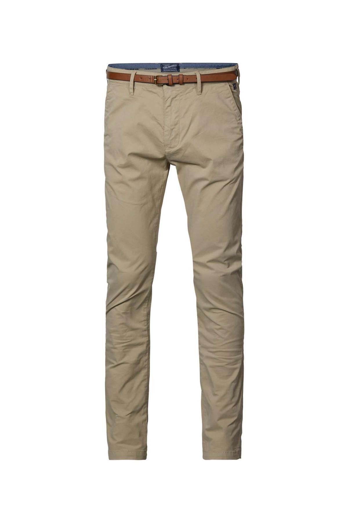 Beige slimfit chinos with belt - Image n°2