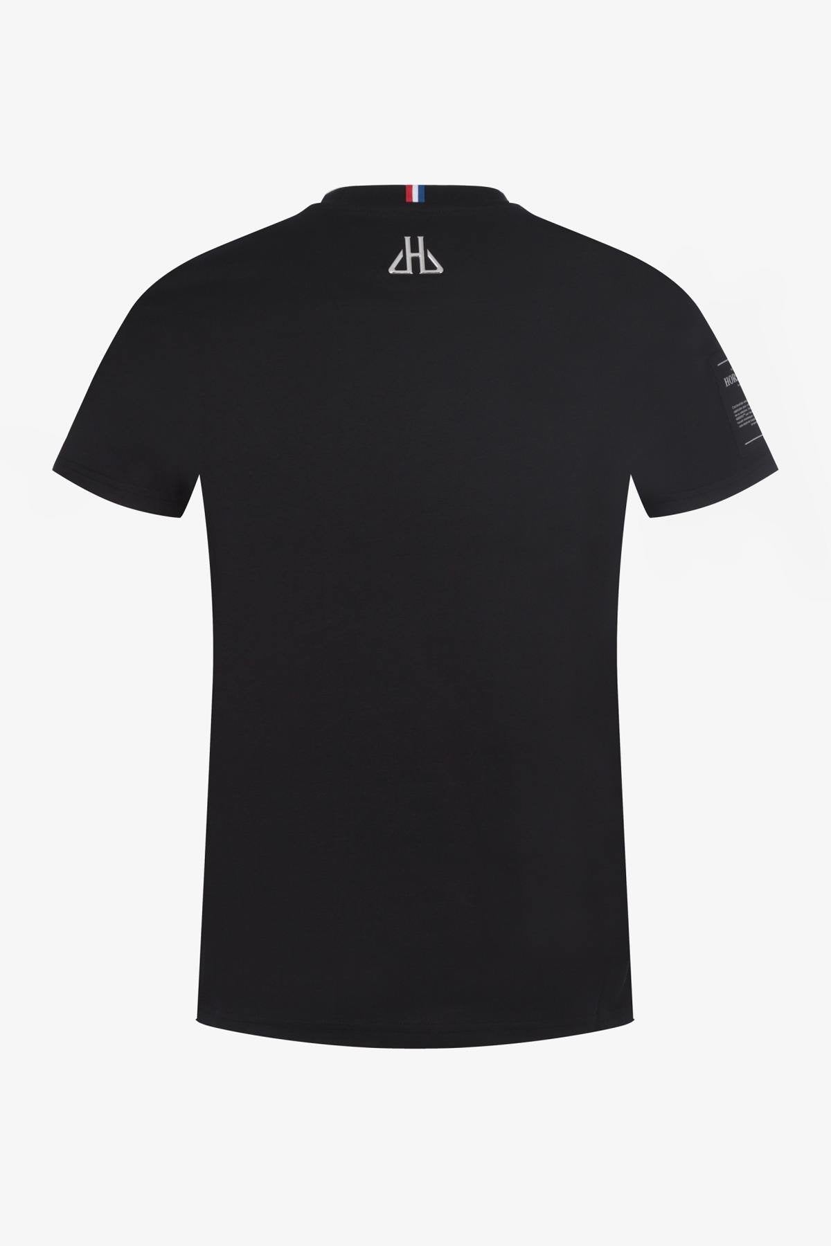 Black T-shirt and silver embossed logo - Image n°7