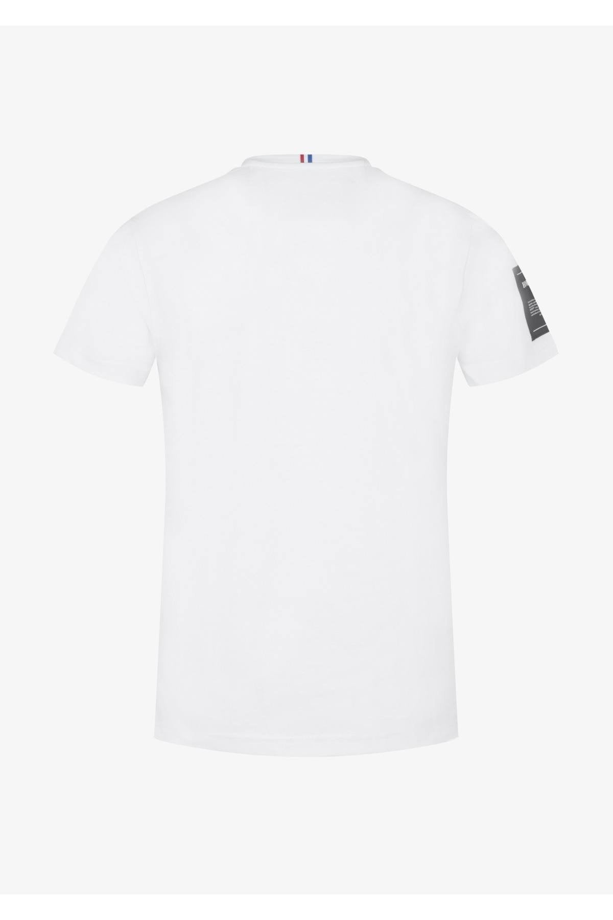 White t-shirt with black embossed logo - Image n°10