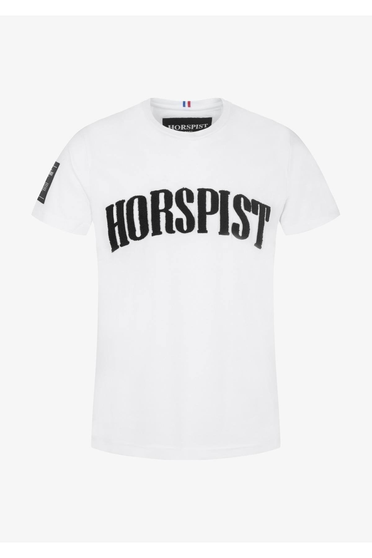 White t-shirt with black embossed logo - Image n°9