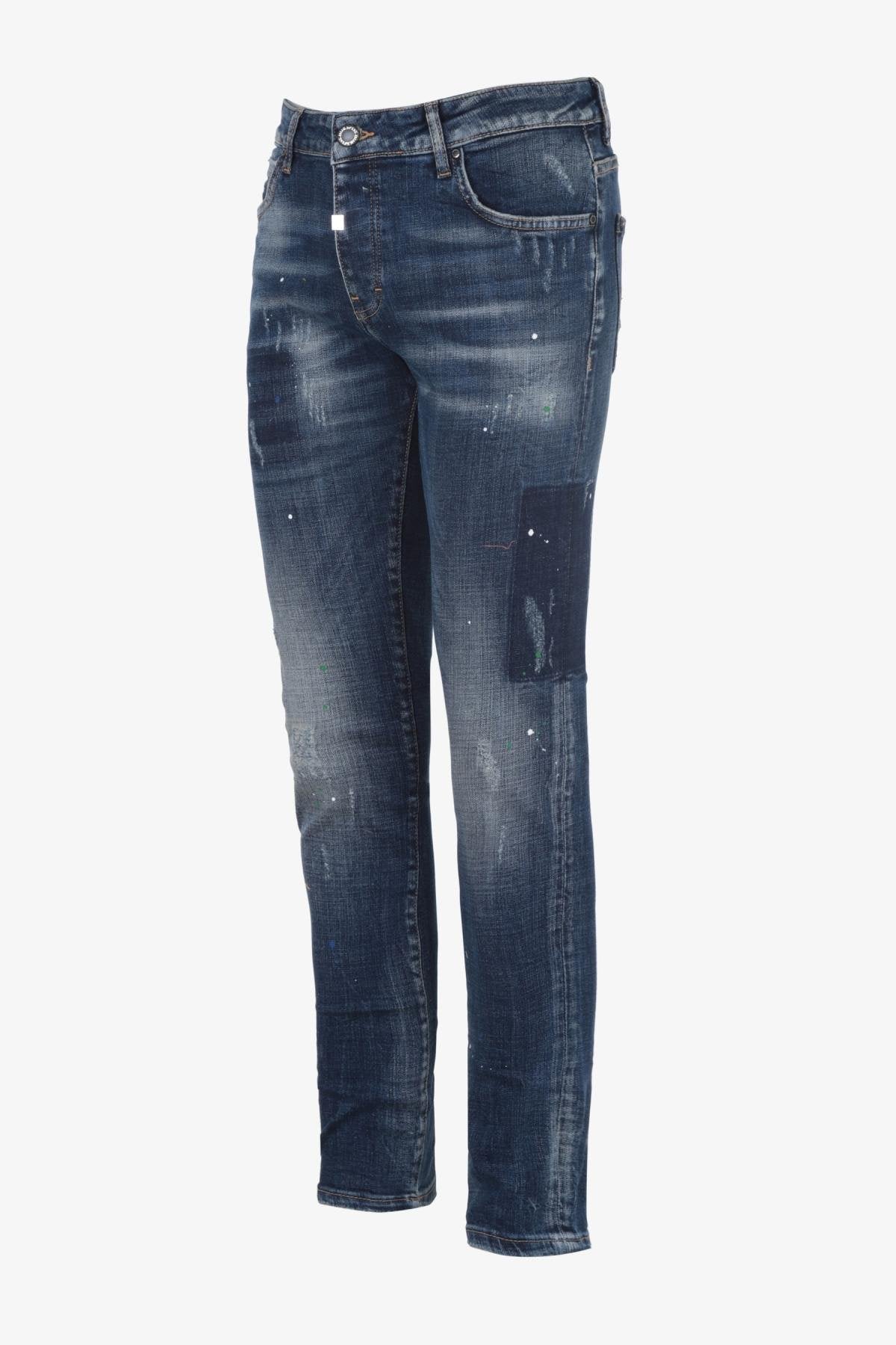 Men's blue slim jeans - Image n°10