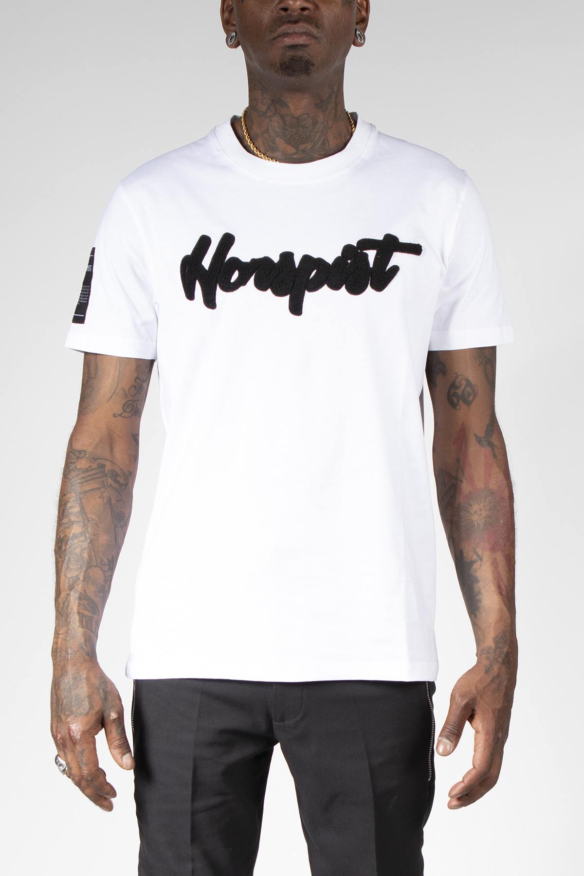 White H line t-shirt with embroidered logo - Image n°1