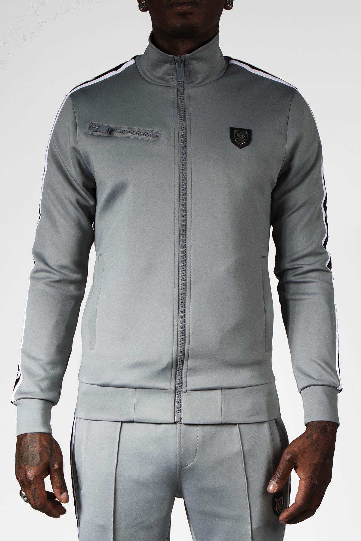 Gray zipped track jacket - Image n°5