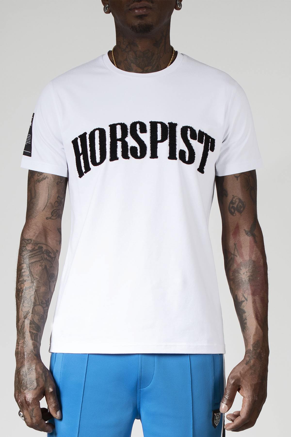 White t-shirt with black embossed logo - Image n°8