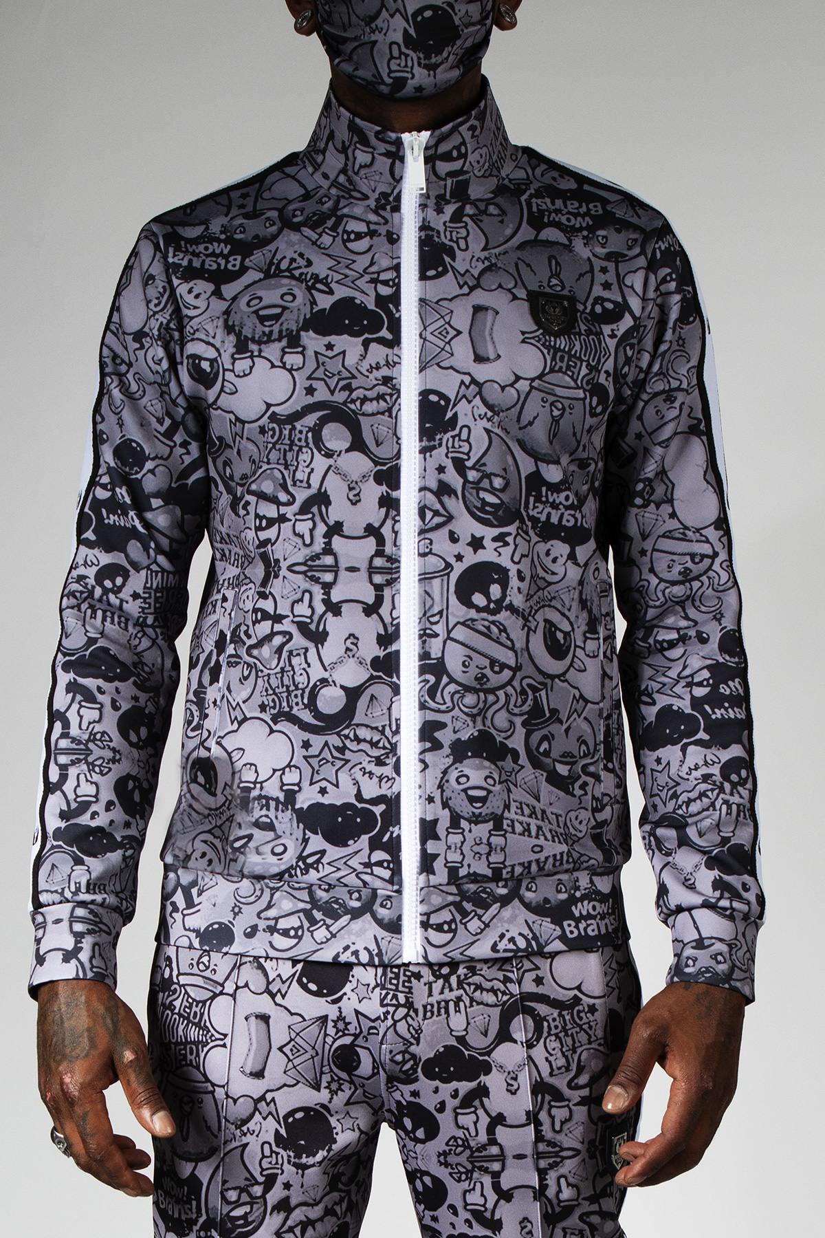 Black cartoon pattern track jacket - Image n°5