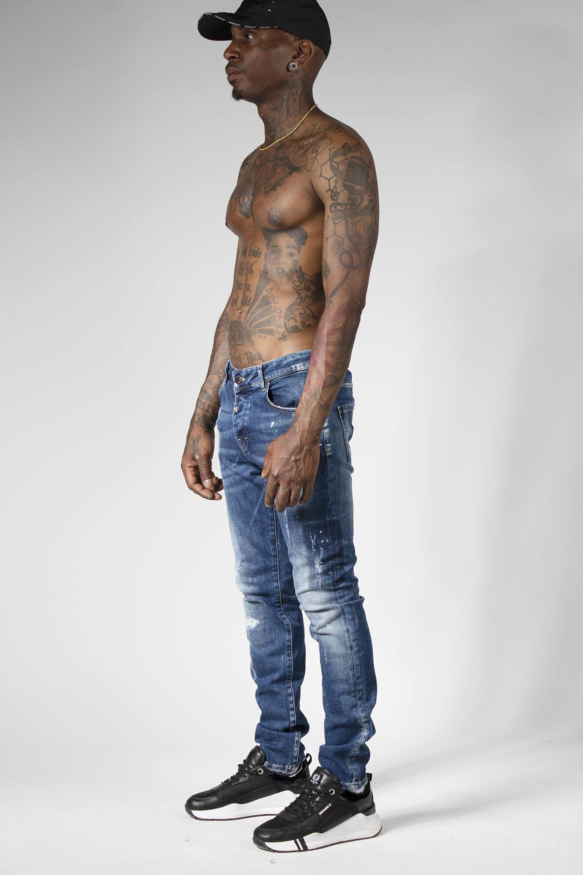 Men's blue slim jeans - Image n°8