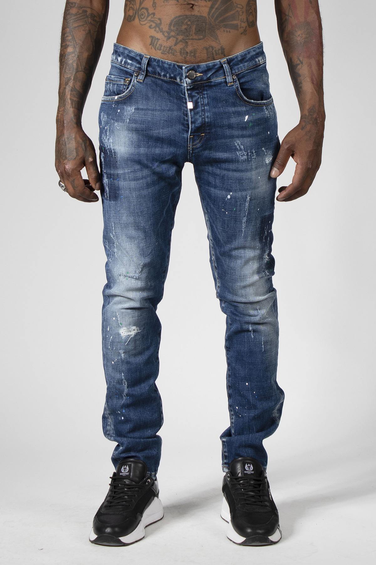 Men's blue slim jeans - Image n°7