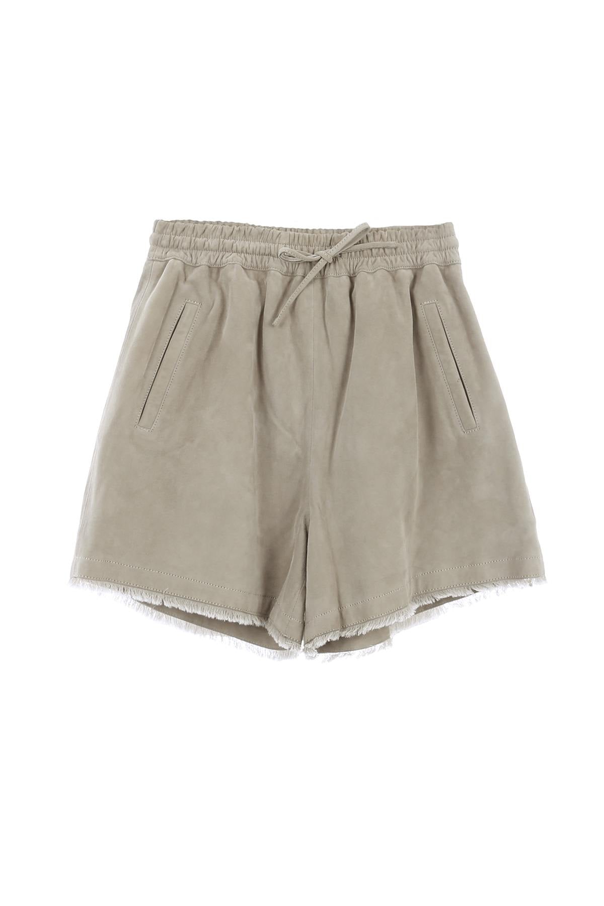 Women's beige leather shorts - Image n°8