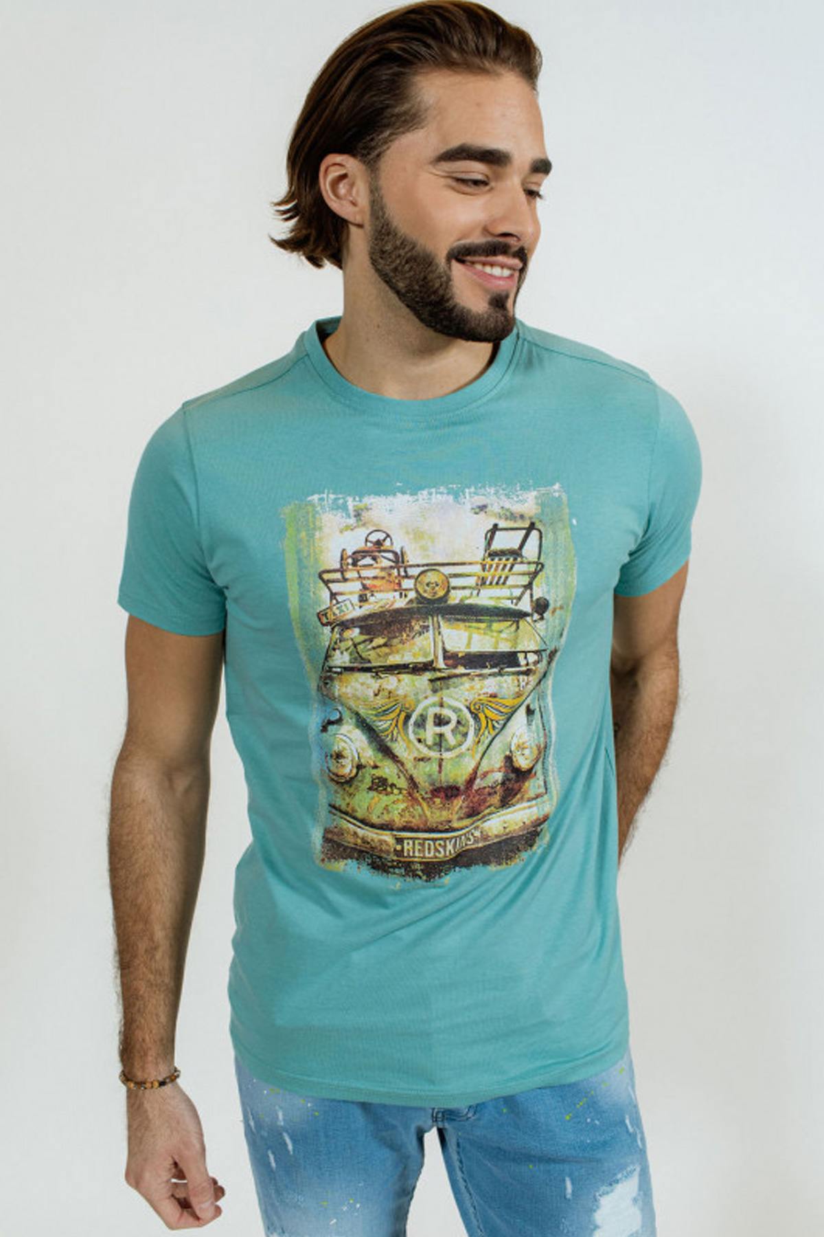 Van Vintage turquoise blue t-shirt - Image n°1