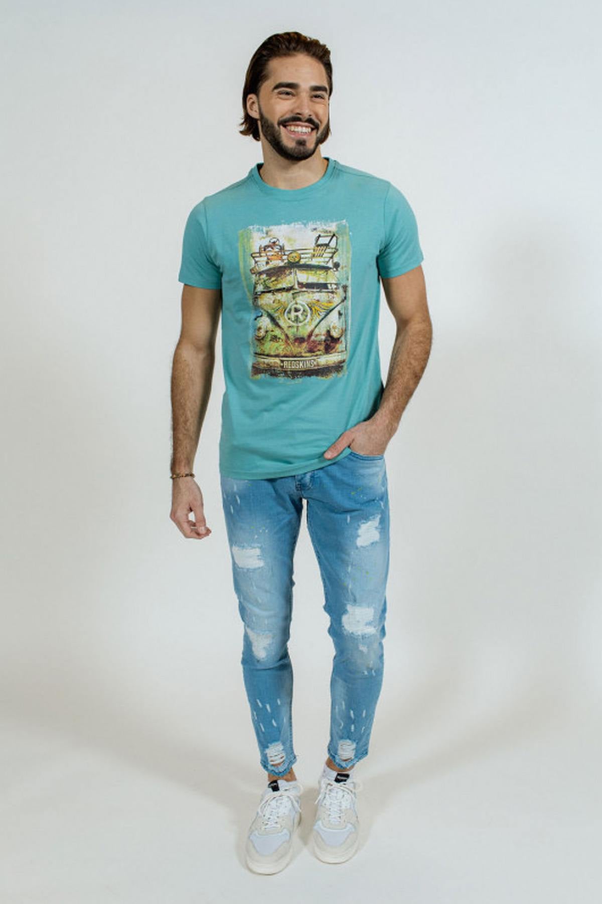 Van Vintage turquoise blue t-shirt - Image n°4