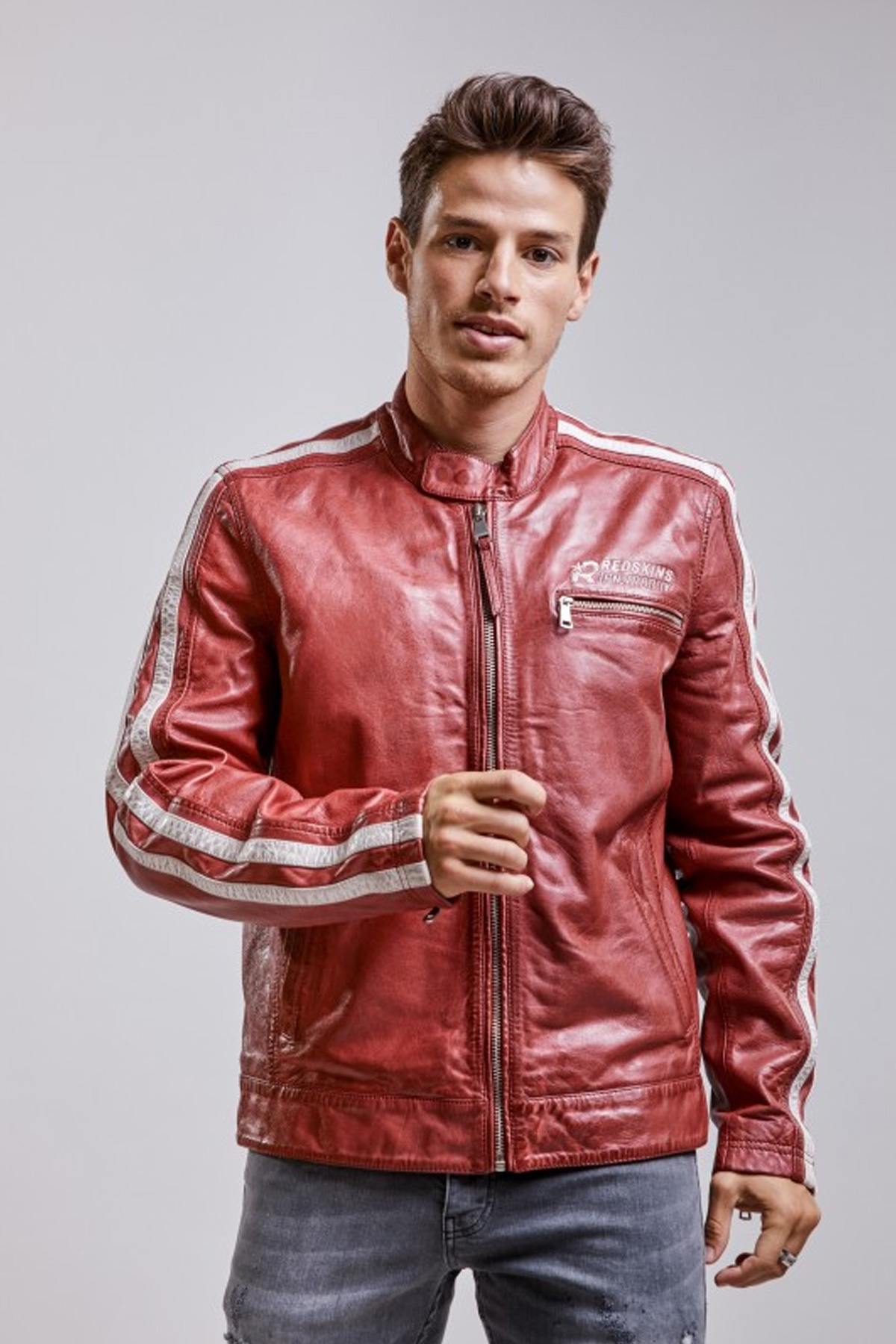 Red leather racing jacket - Image n°4