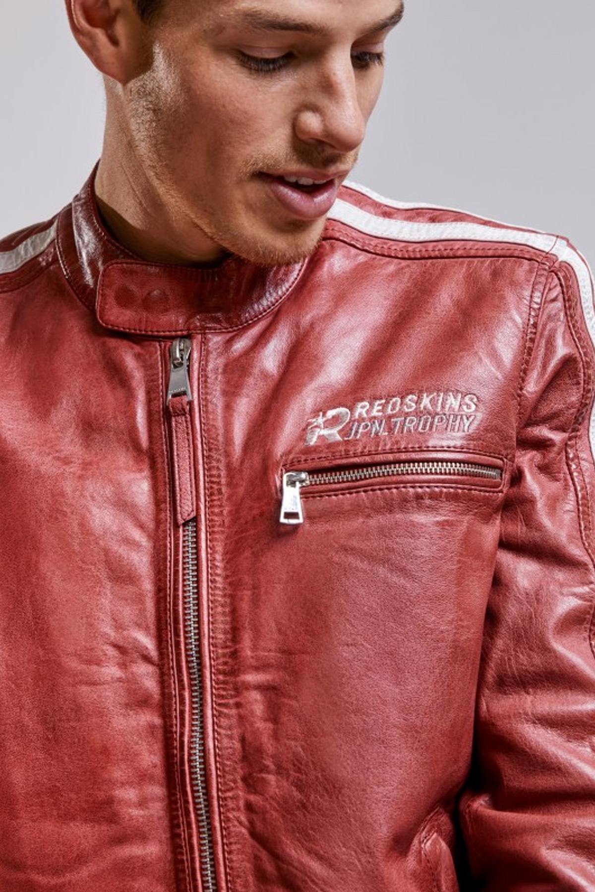 Red leather racing jacket - Image n°2