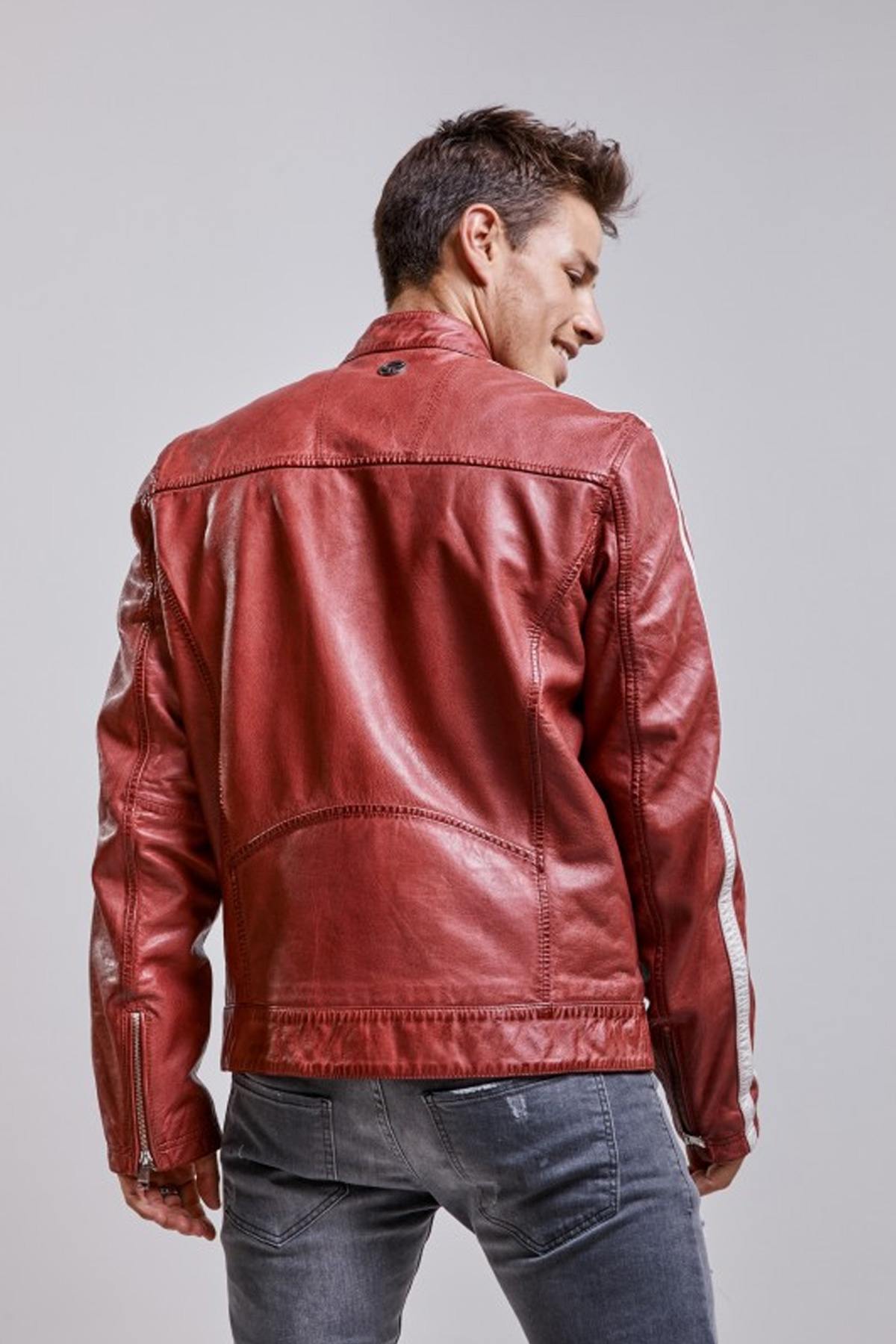 Red leather racing jacket - Image n°3