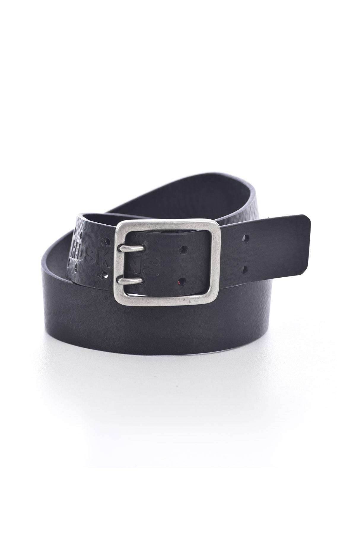 Black leather belt with 2-hole buckle - Image n°2