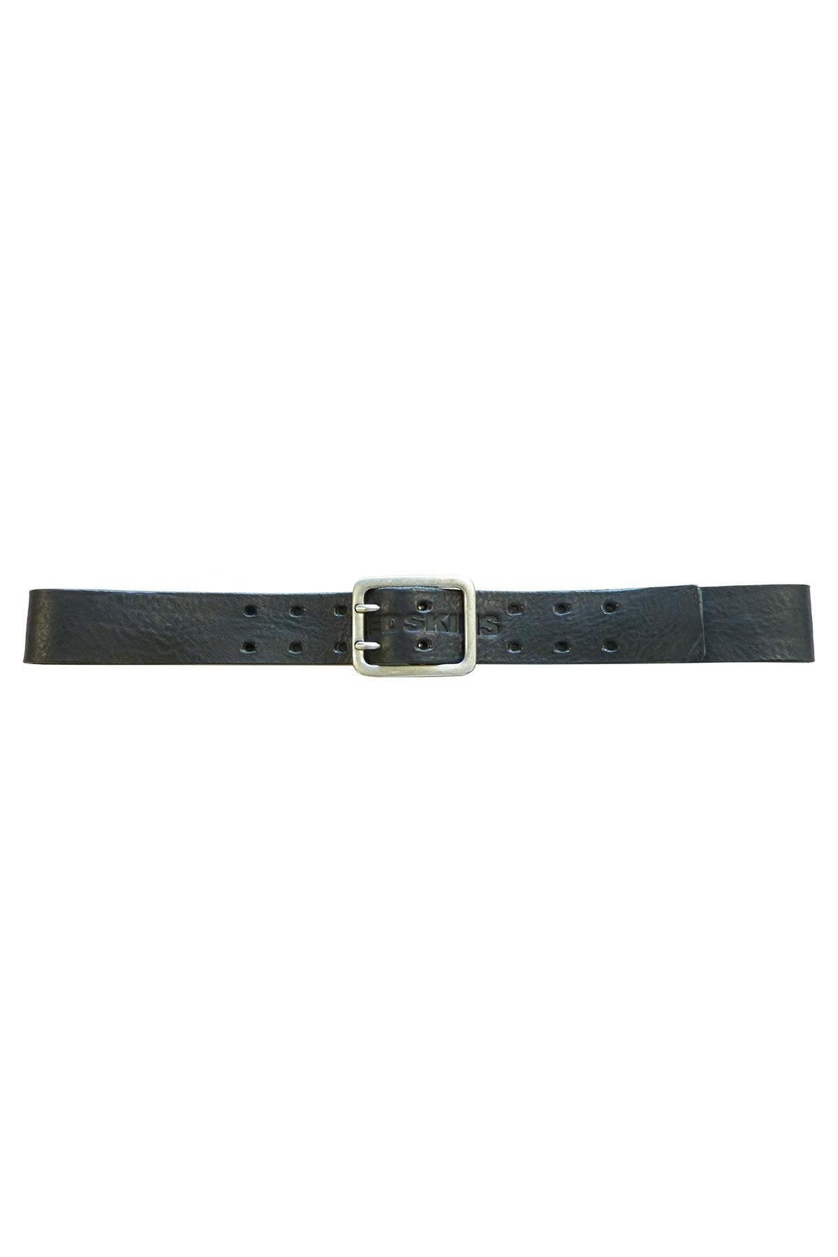 Black leather belt with 2-hole buckle - Image n°1