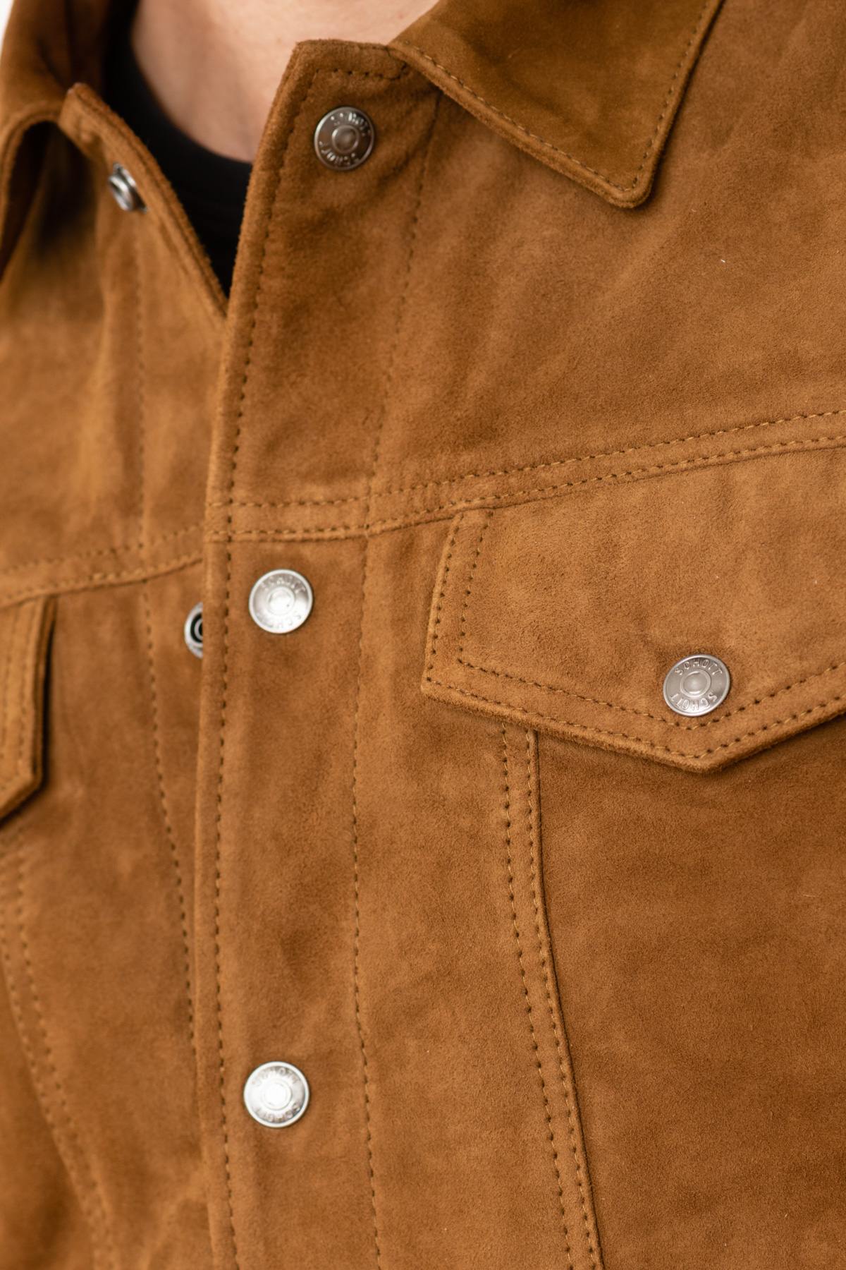 Jean-style jacket in suede leather - Image n°4