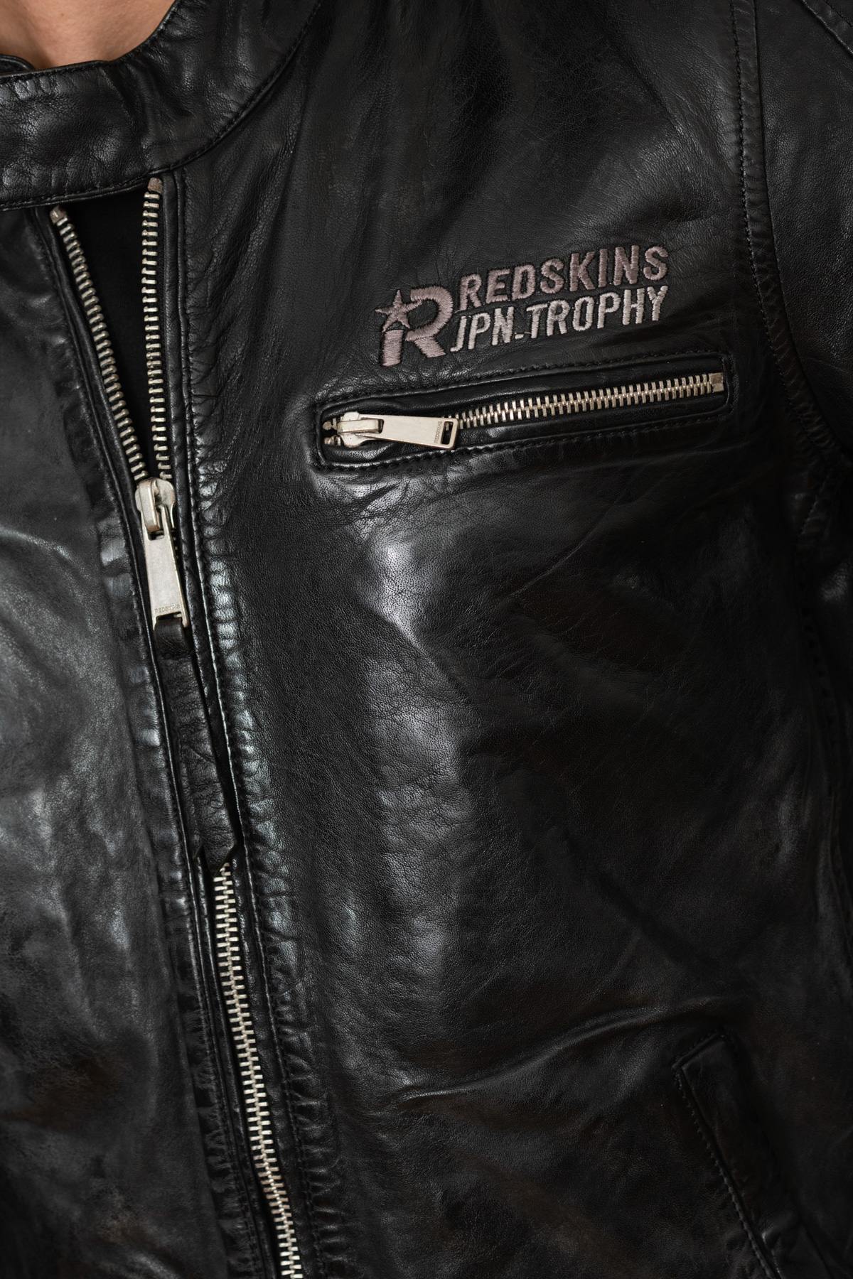 Racer-style jacket in black and gray leather - Image n°7