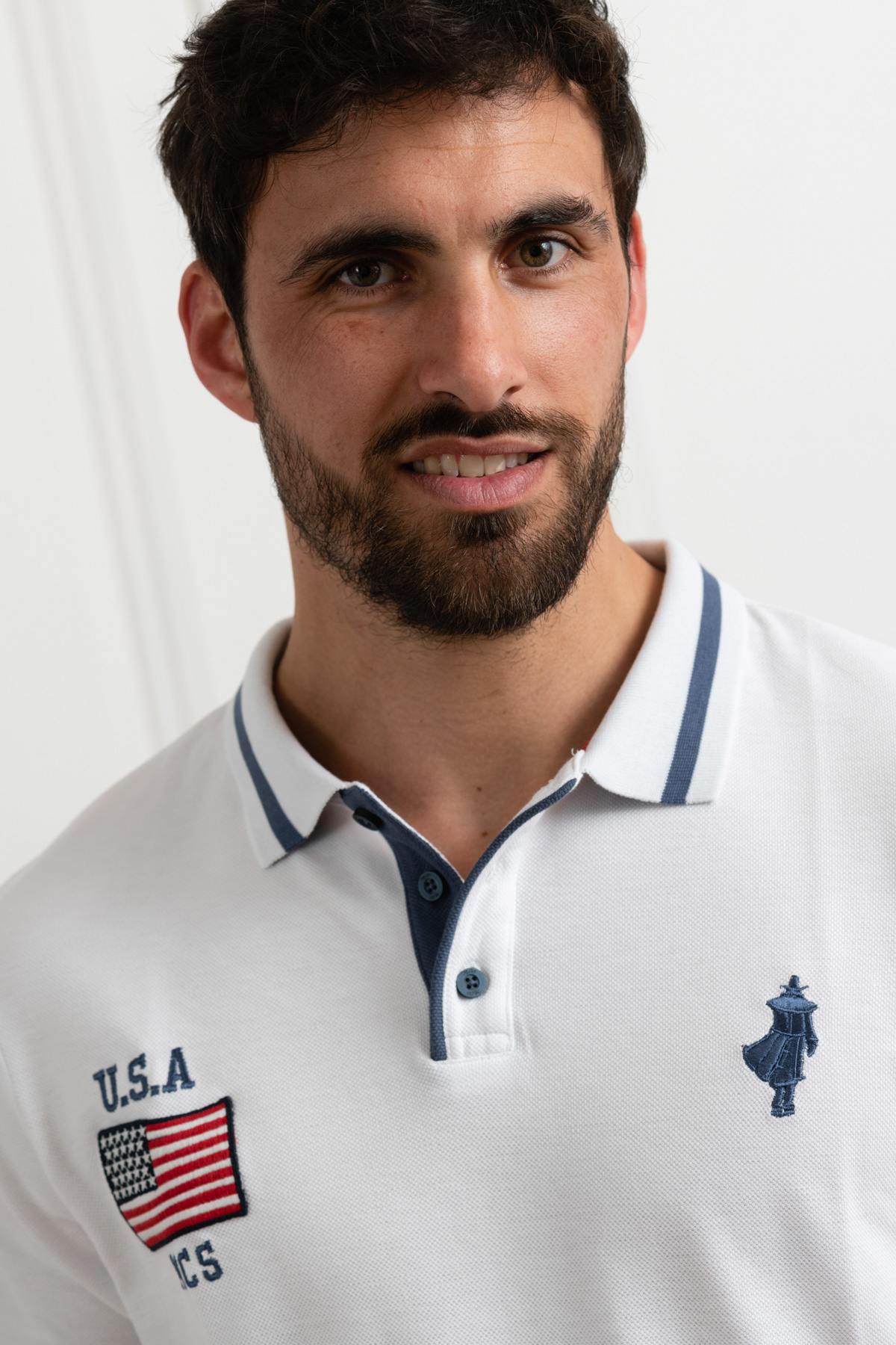 White USA flag polo shirt - Image n°3