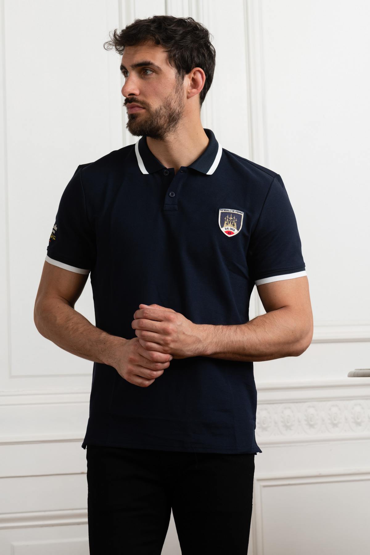 Patrouille de France men's blue polo shirt - Image n°1