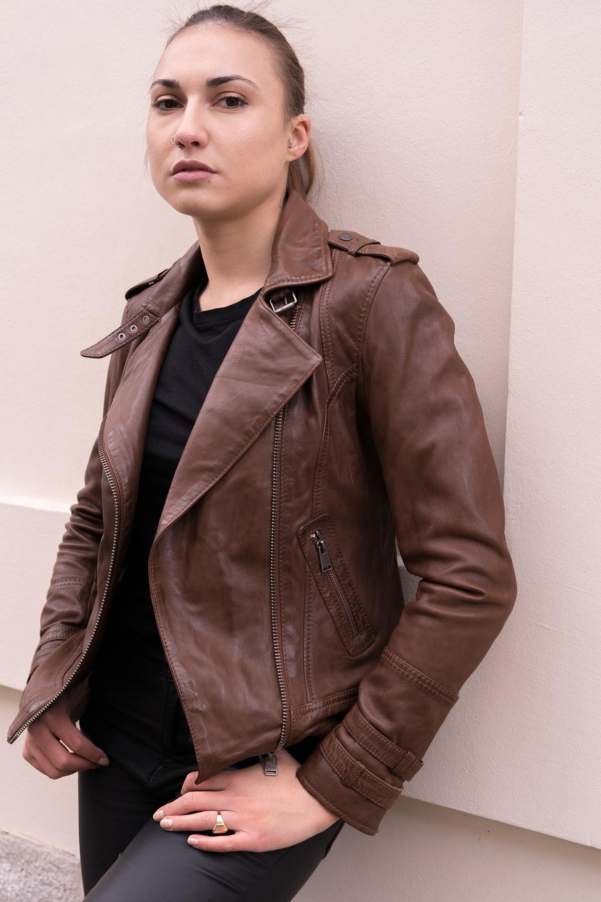 Brown leather Perfecto jacket - Image n°14