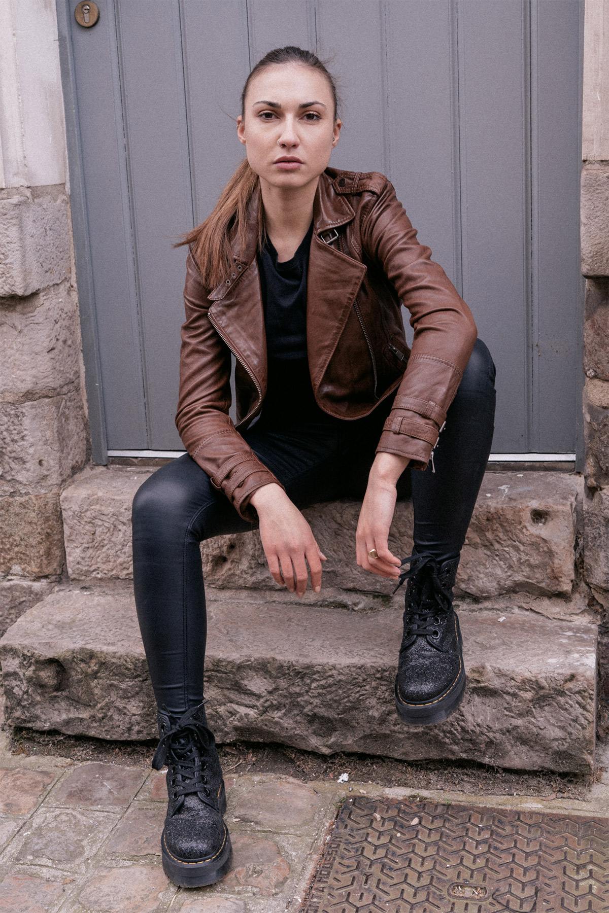 Brown leather Perfecto jacket - Image n°5