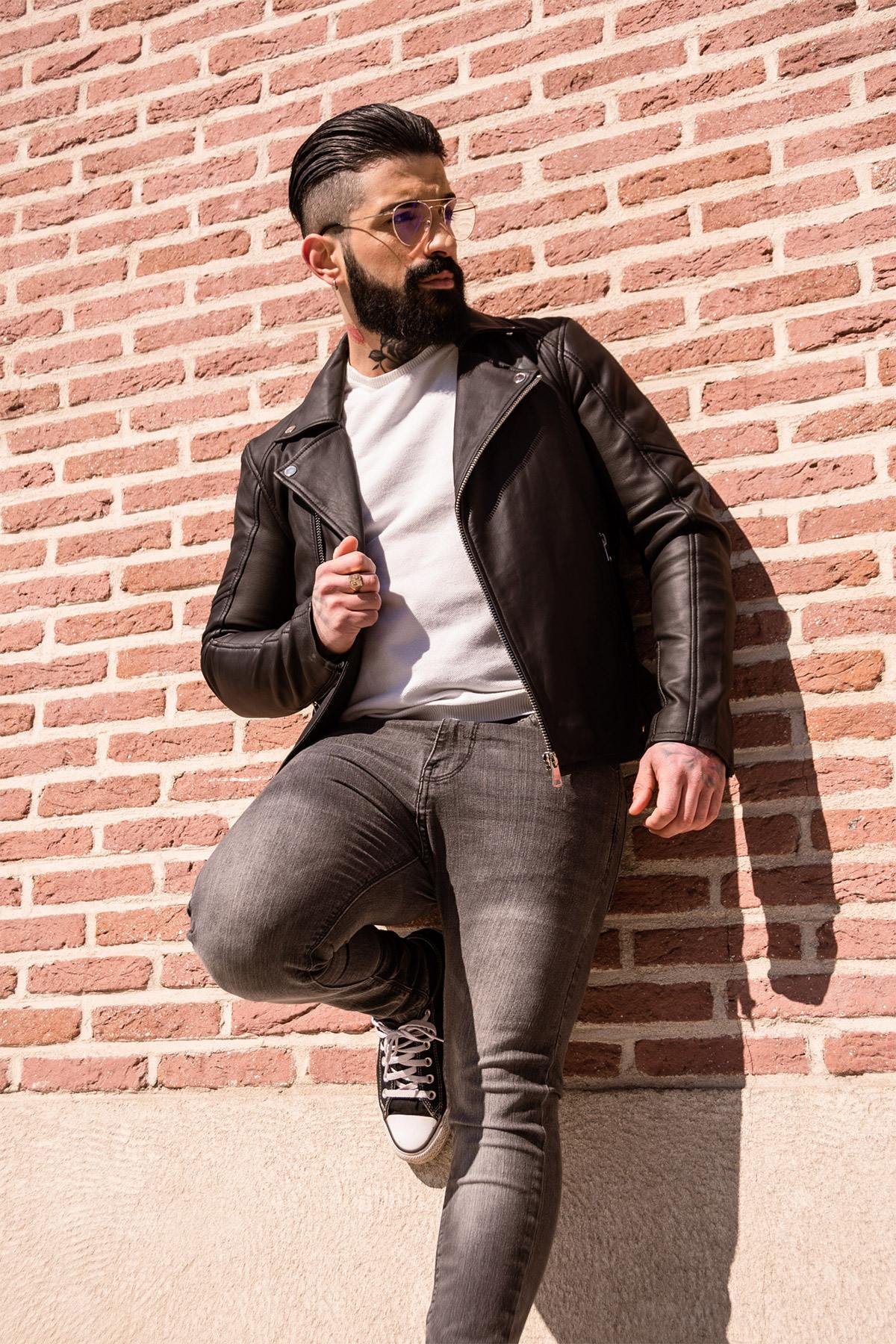 Matte black men's perfecto - Image n°9