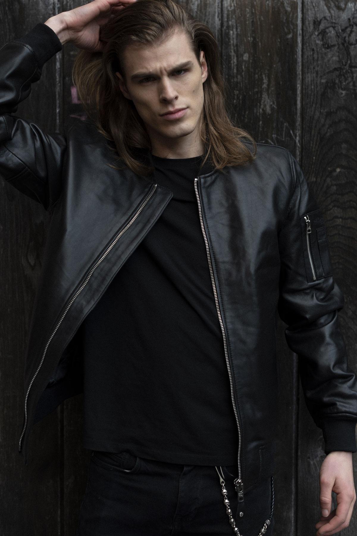 Black leather bomber - Image n°2