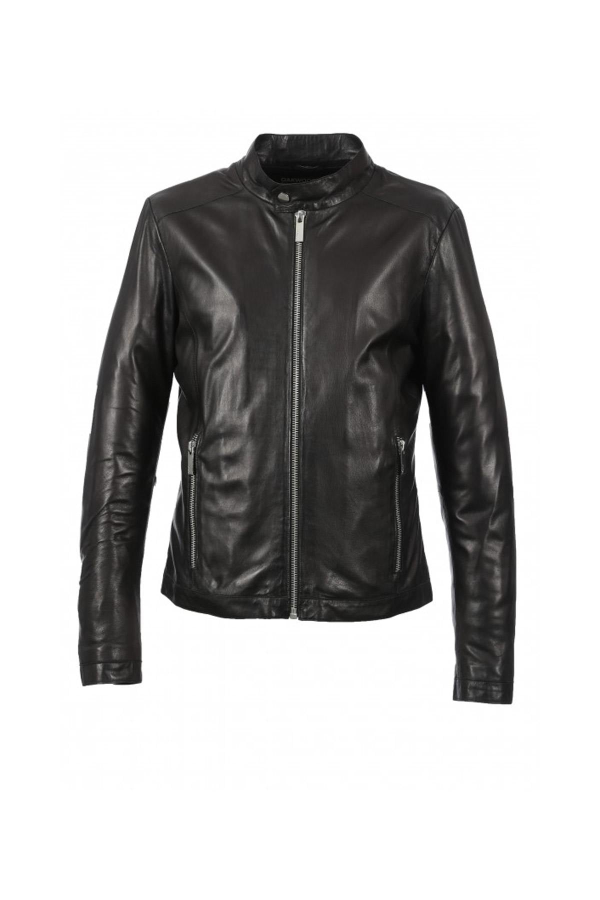 Round-neck sheepskin leather jacket - Image n°11