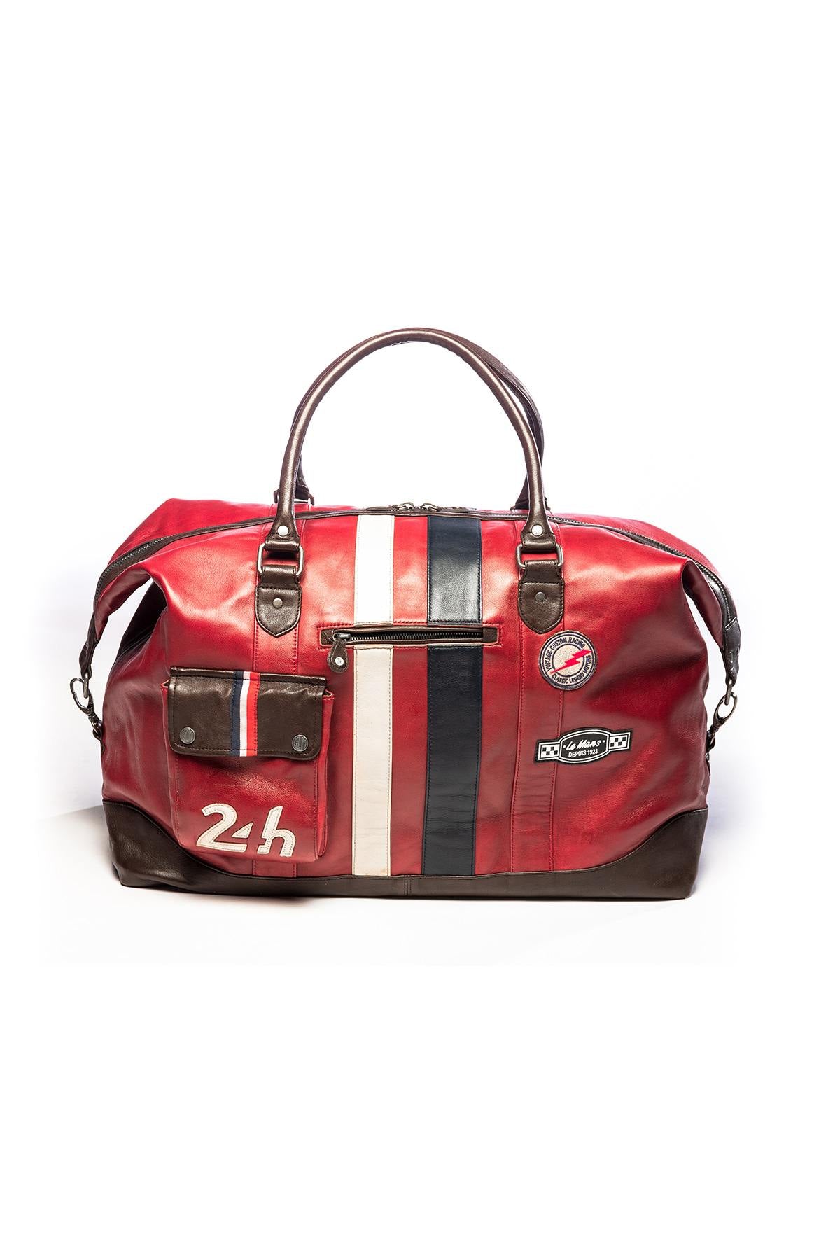 72h travel bag in vintage red leather - Image n°1