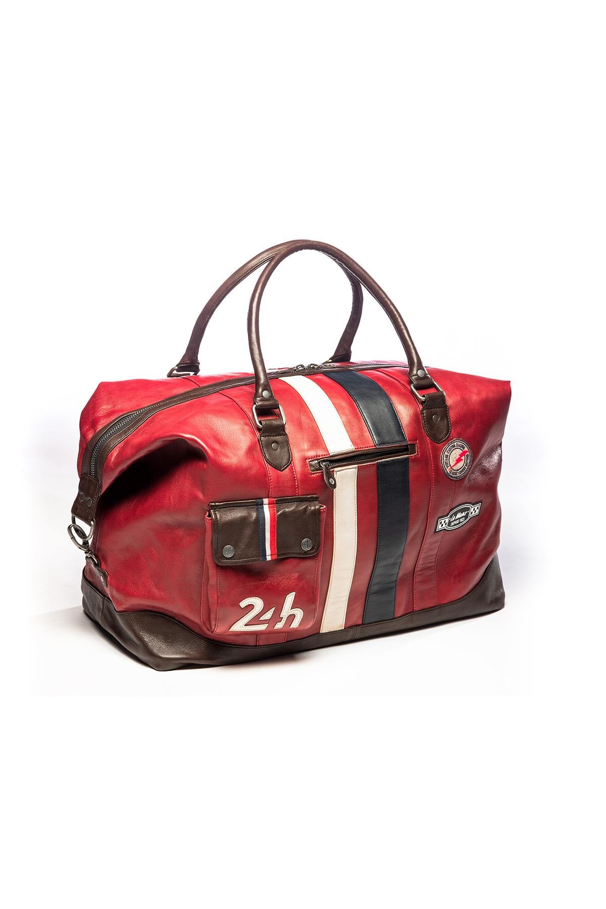 72h travel bag in vintage red leather - Image n°3