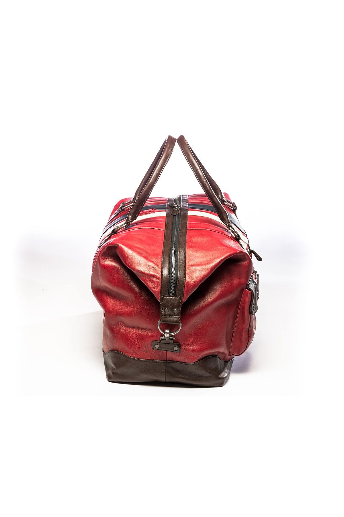 72h travel bag in vintage red leather - Image n°4