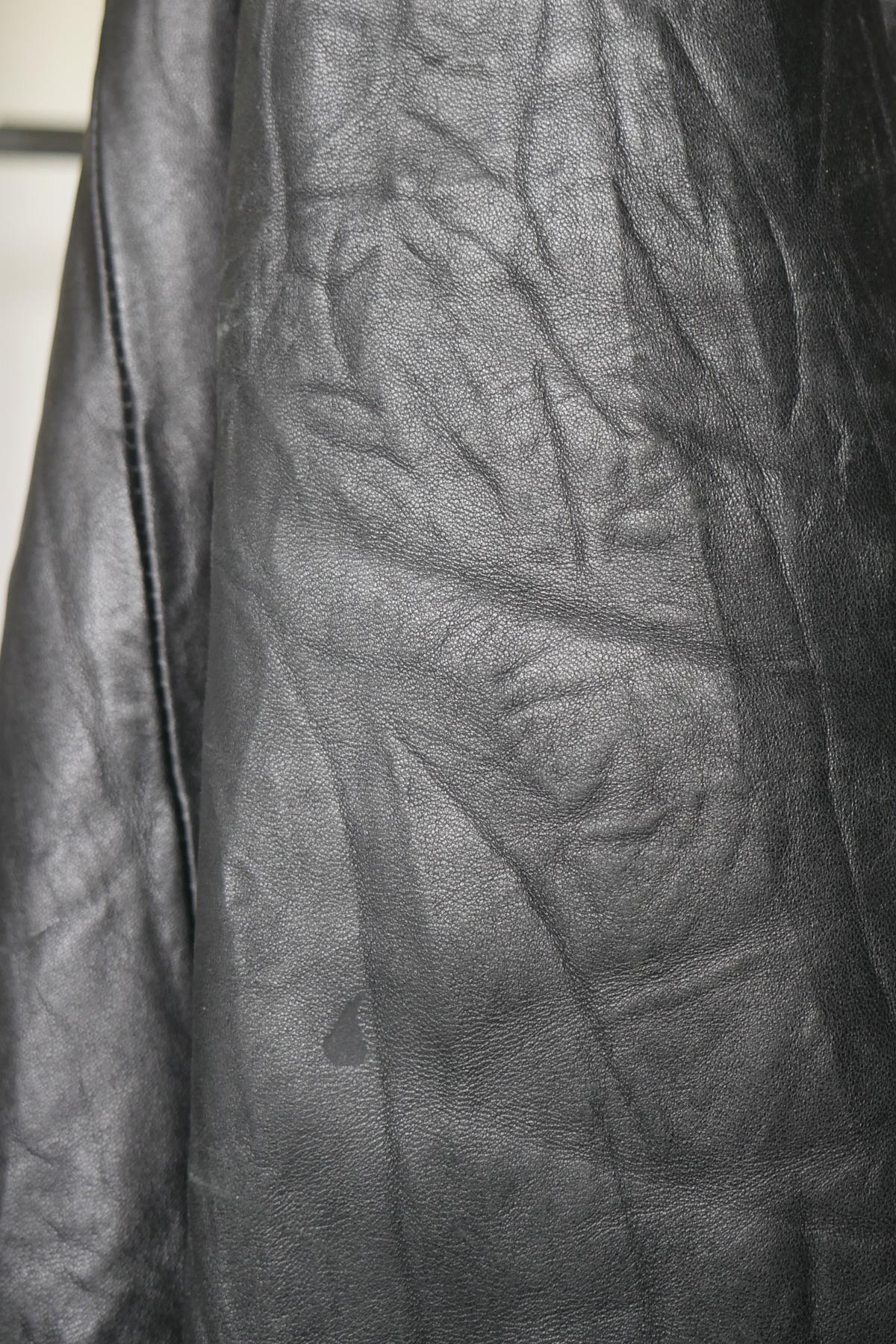 Men's leather Biker Jacket with sheepskin collar - Image n°4