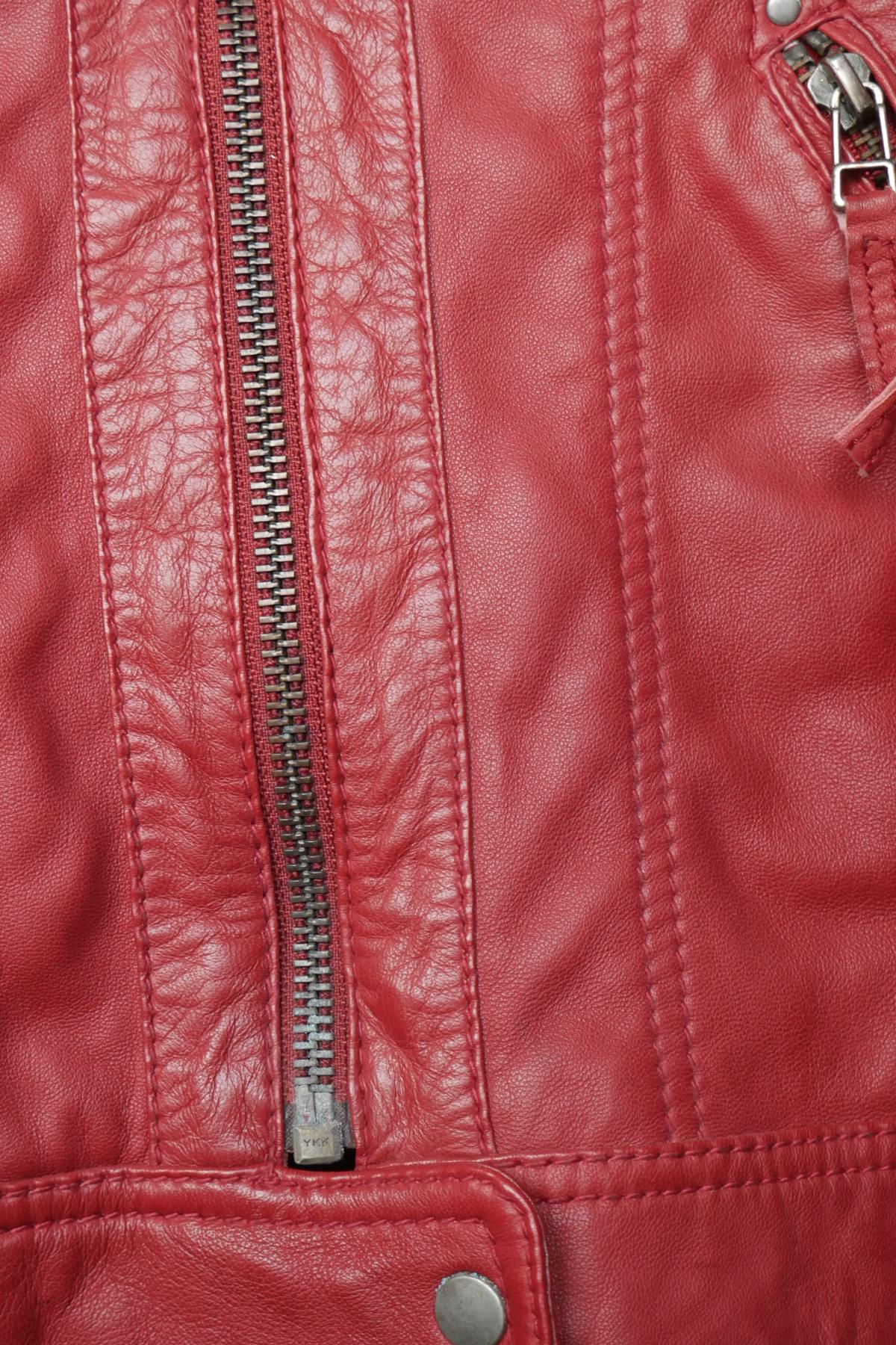 Women's red leather jacket - Image n°4