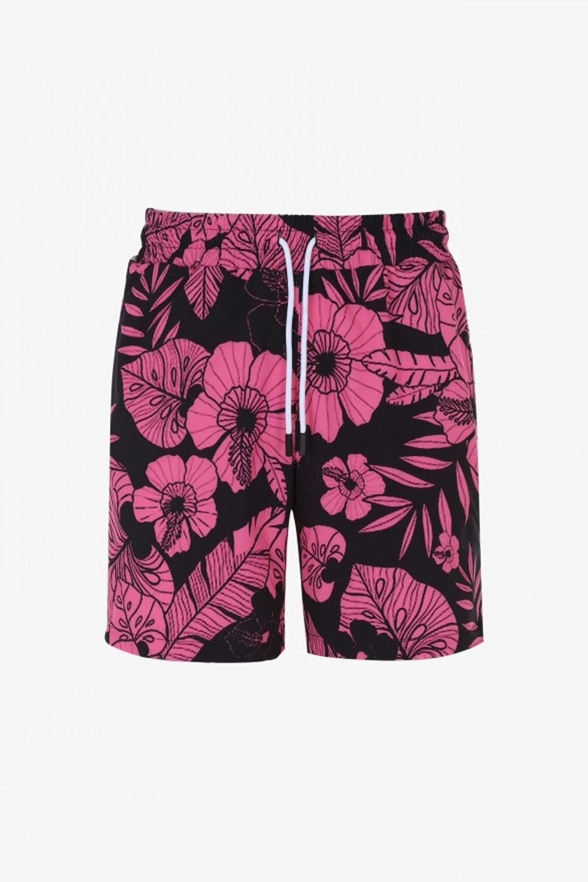 Black and pink floral beach shorts - Image n°3