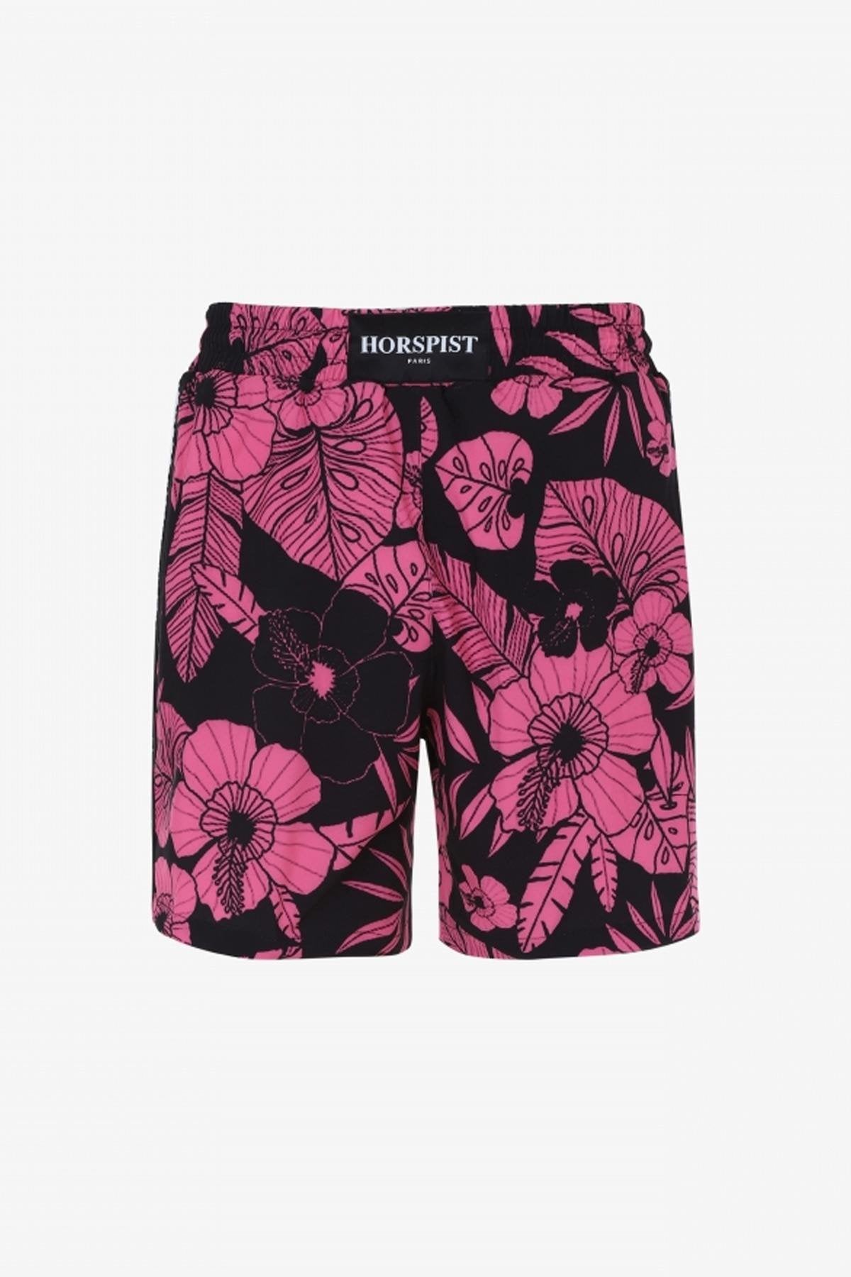 Black and pink floral beach shorts - Image n°2