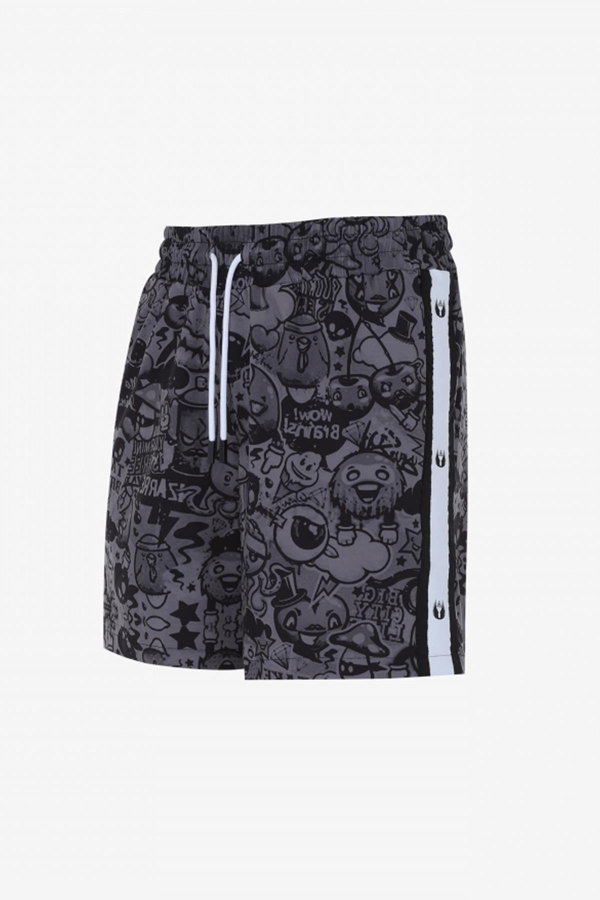 Black cartoon print beach shorts - Image n°3