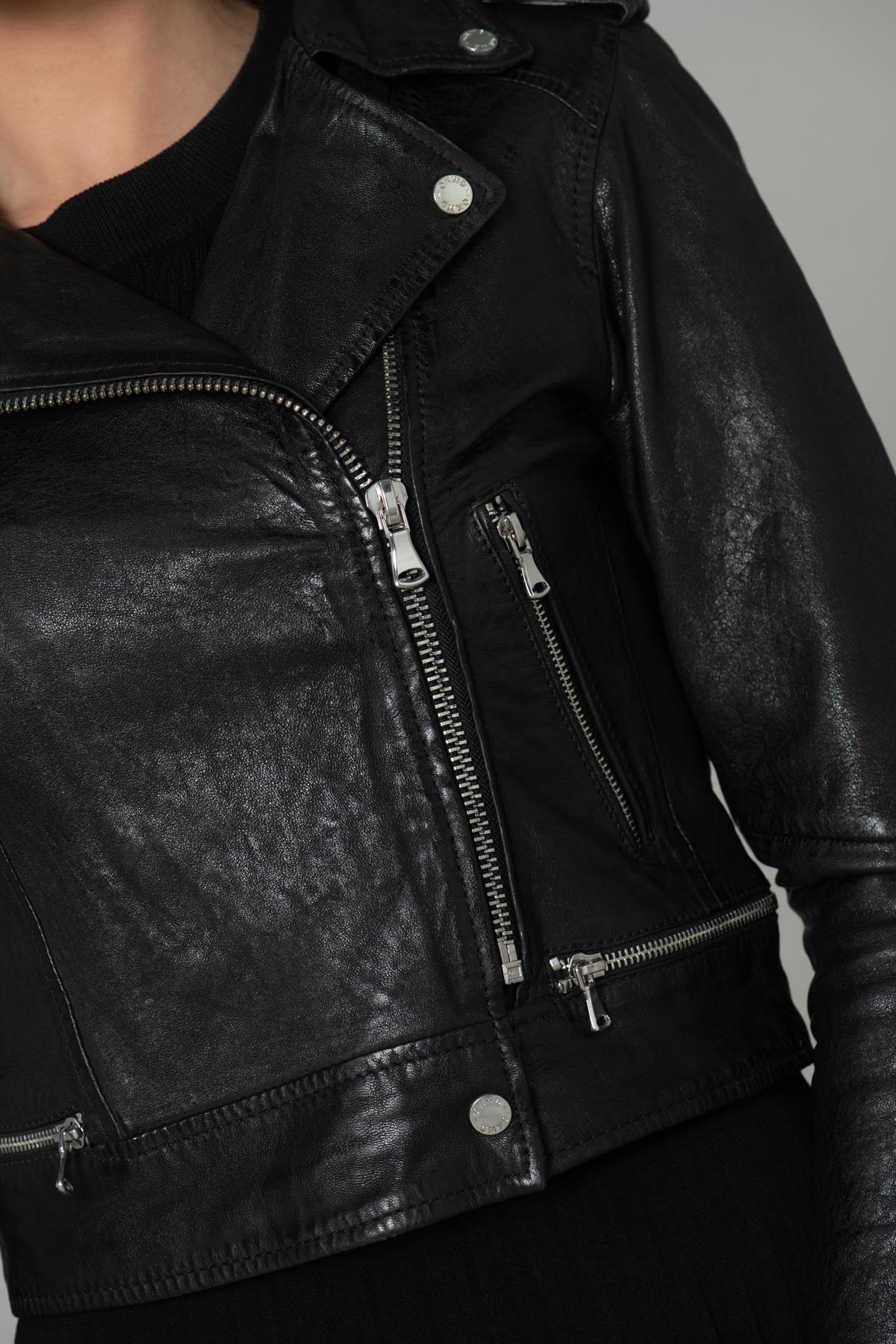 Short black leather perfecto - Image n°7