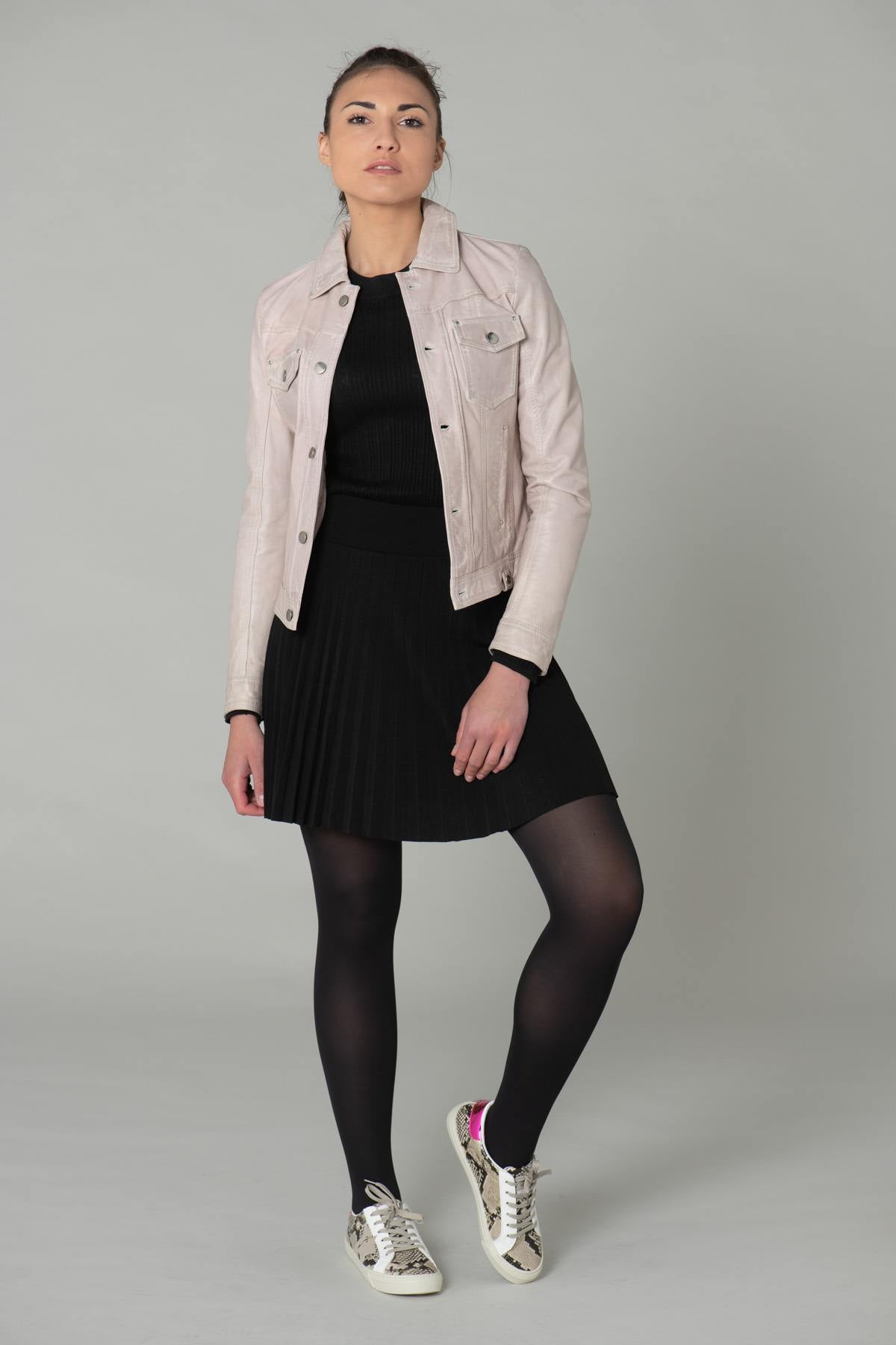 Pale pink leather jacket - Image n°2