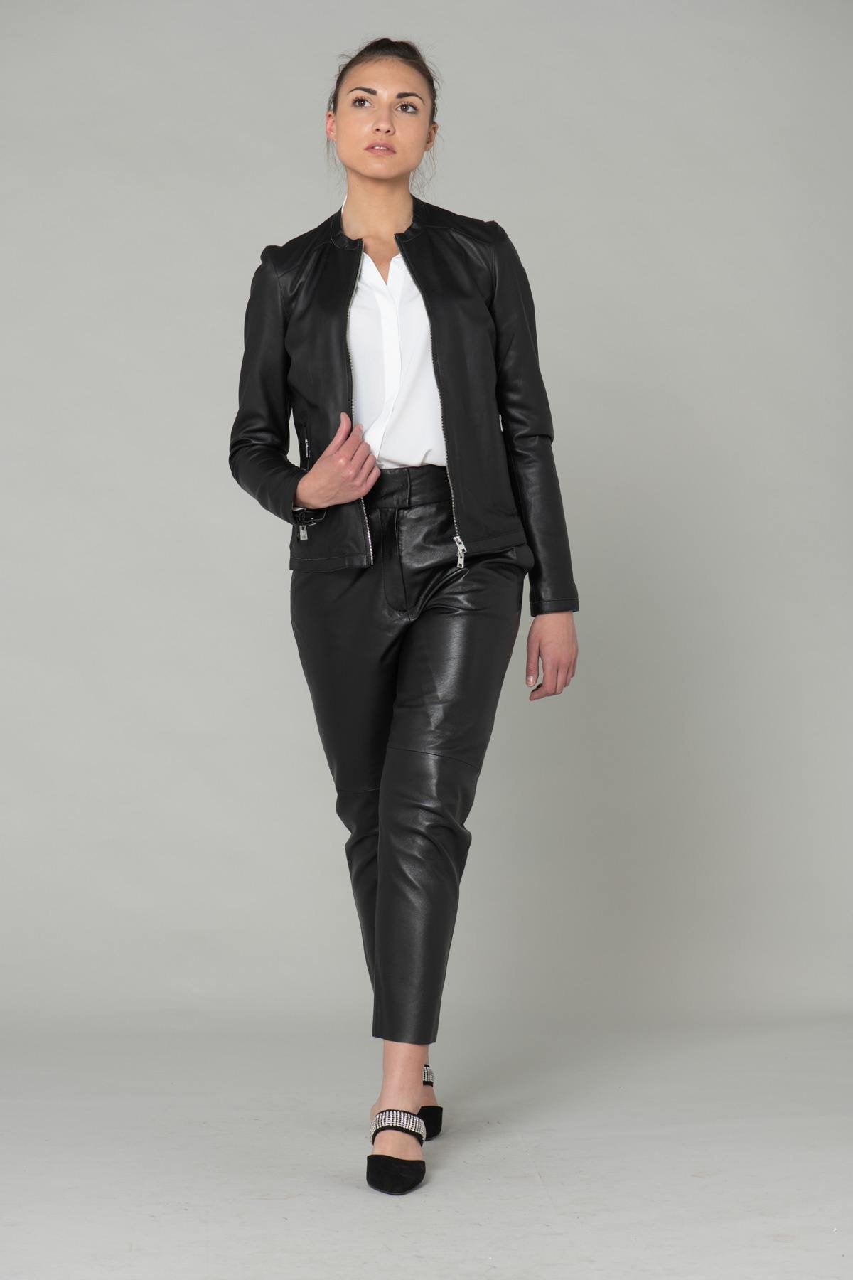 Black smooth leather jacket - Image n°2