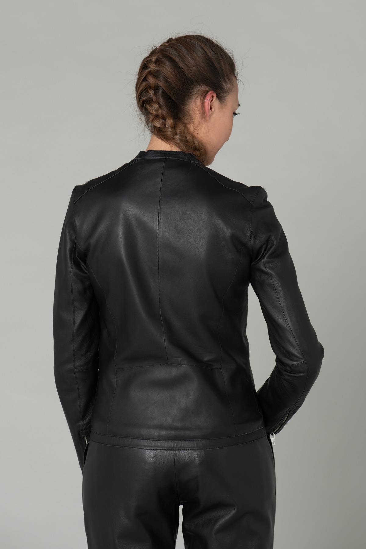 Black smooth leather jacket - Image n°5