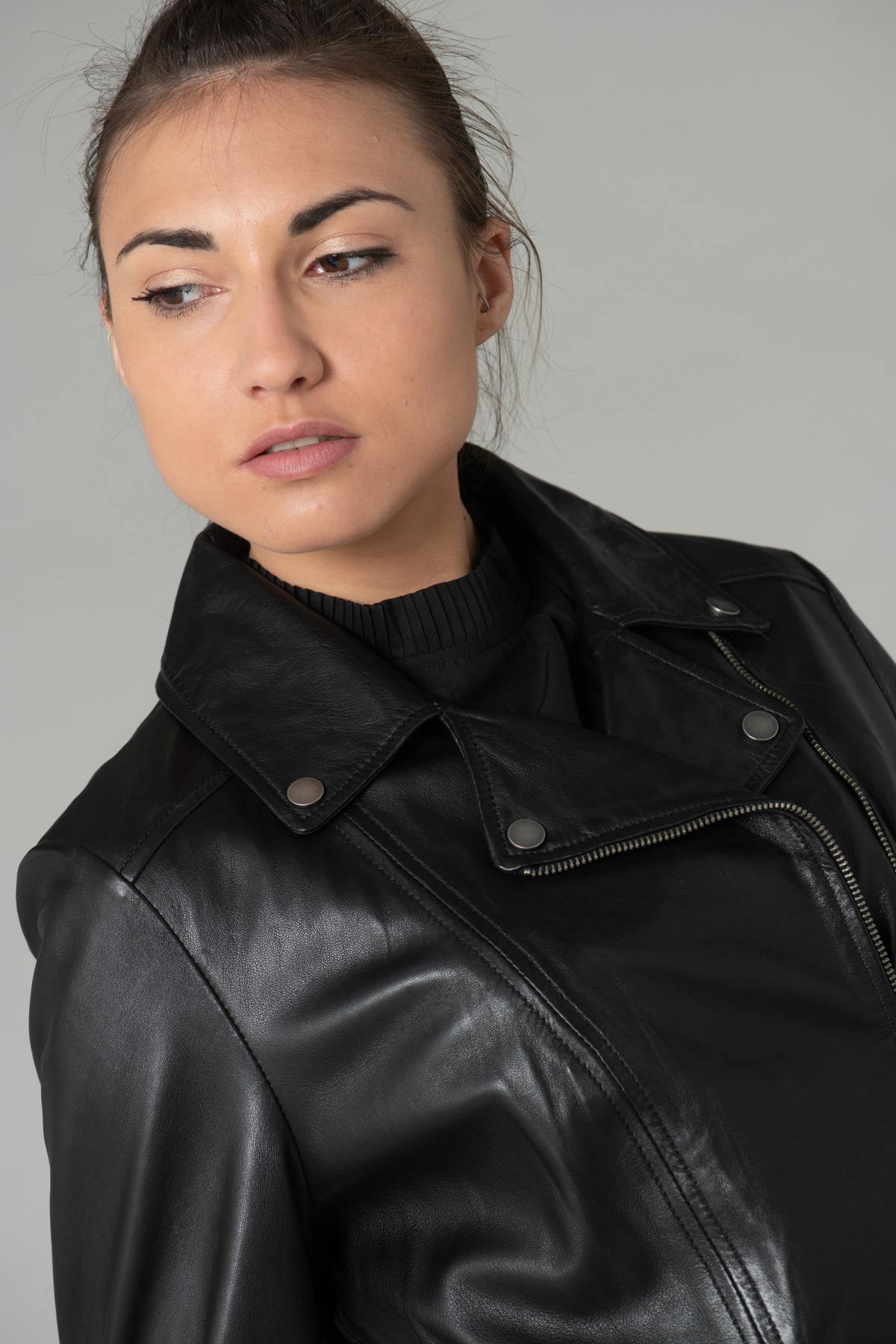 Large size black Biker Jacket - Image n°7