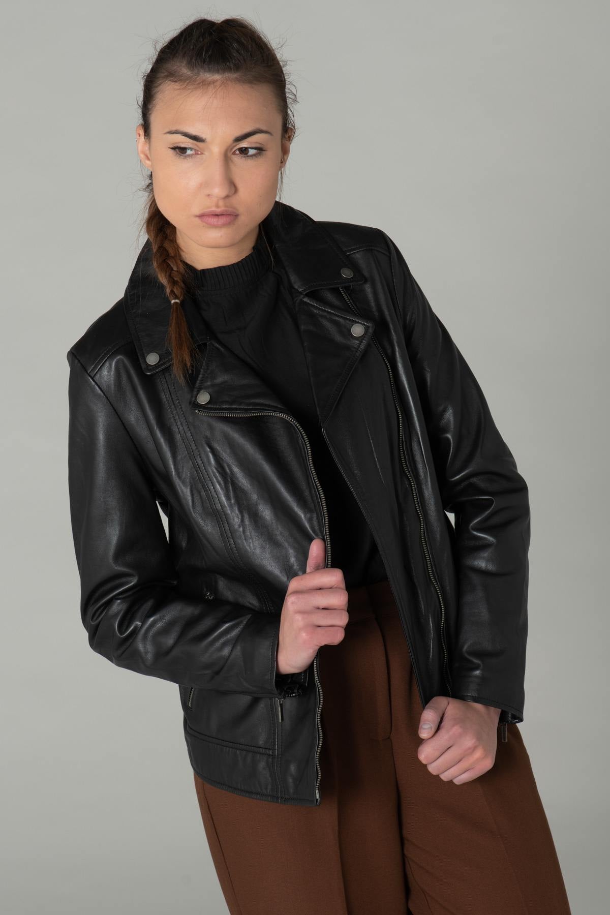 Large size black Biker Jacket - Image n°3