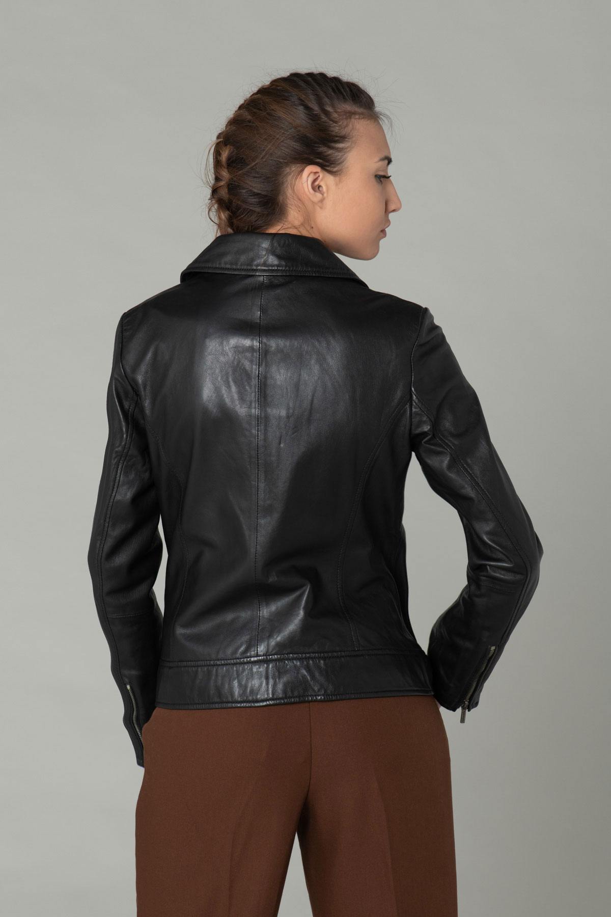 Large size black Biker Jacket - Image n°5