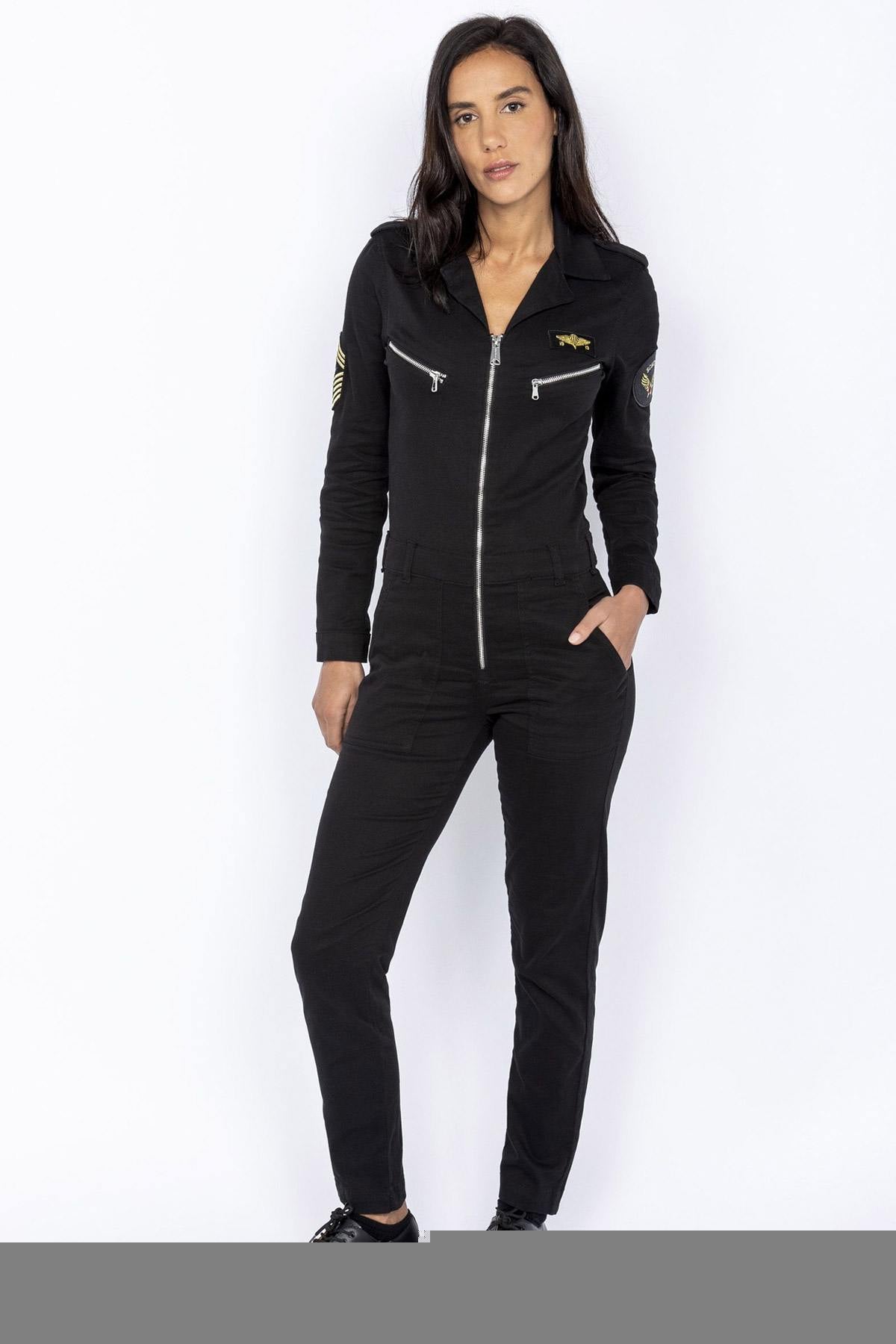 Women's black army jumpsuit - Image n°3