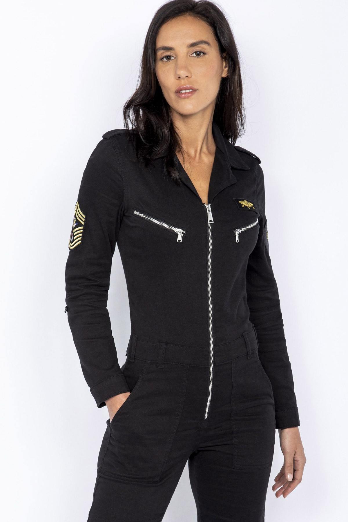 Women's black army jumpsuit - Image n°1