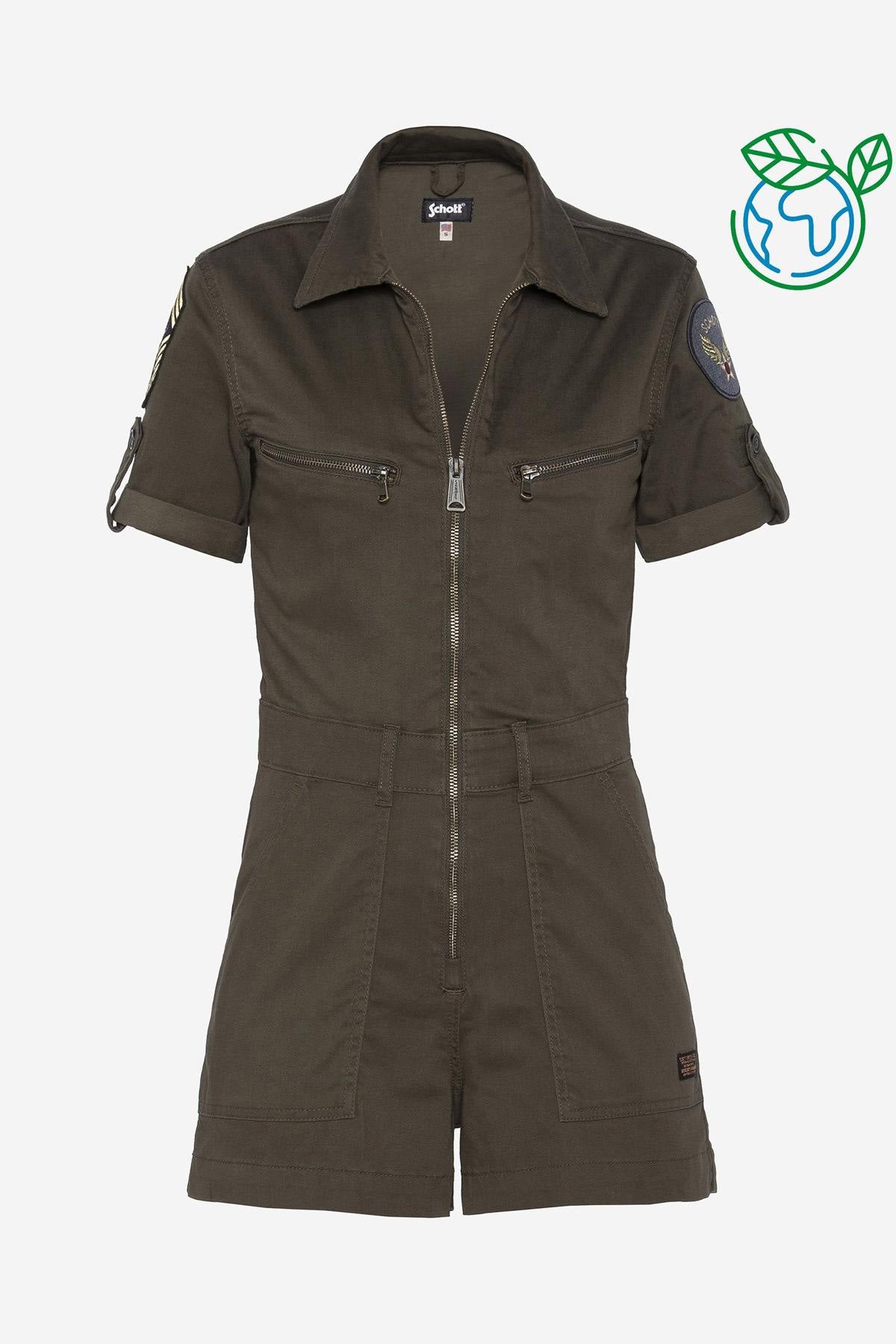 Khaki military style playsuit - Image n°7