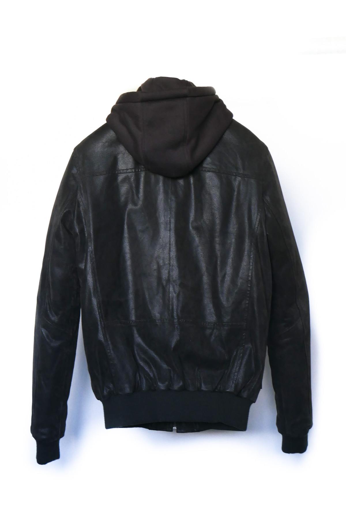 Men's hooded leather jacket - Image n°3